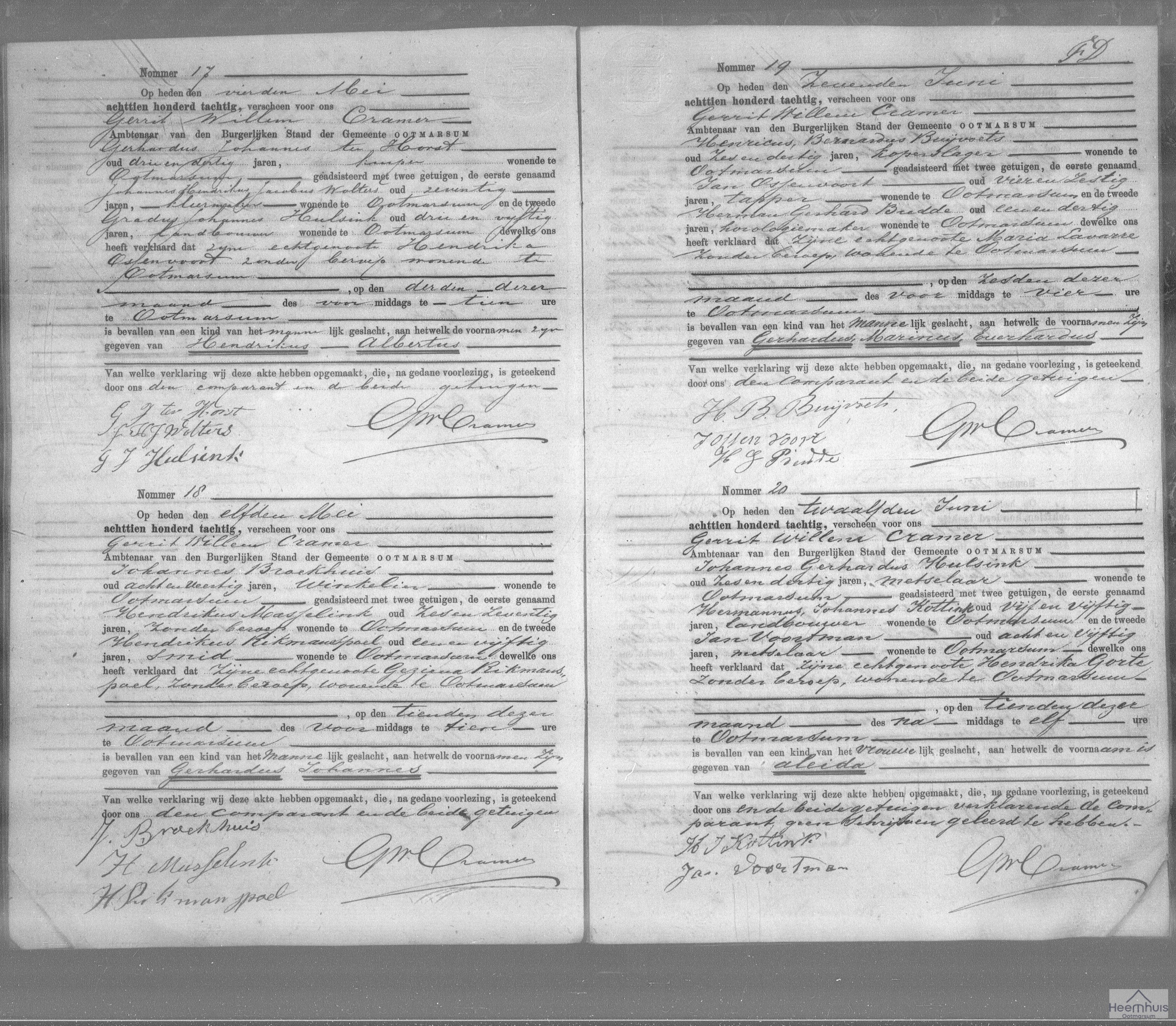 Geboorteakte van Gerhardus Johannes Broekhuis