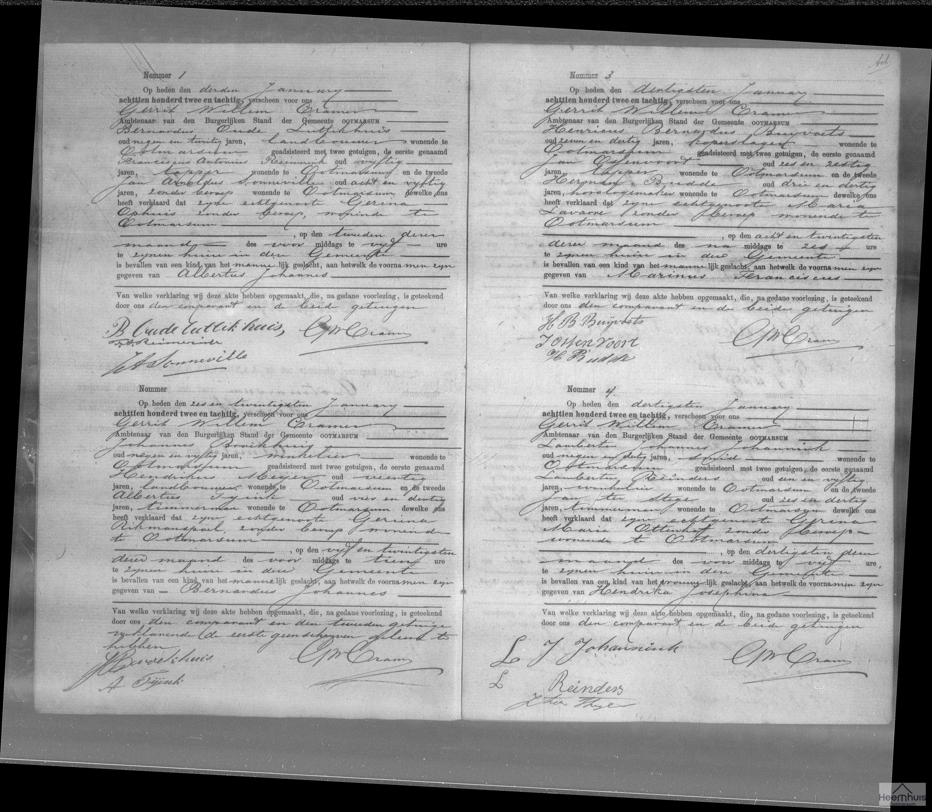 Geboorteakte van Bernardus Johannes Broekhuis