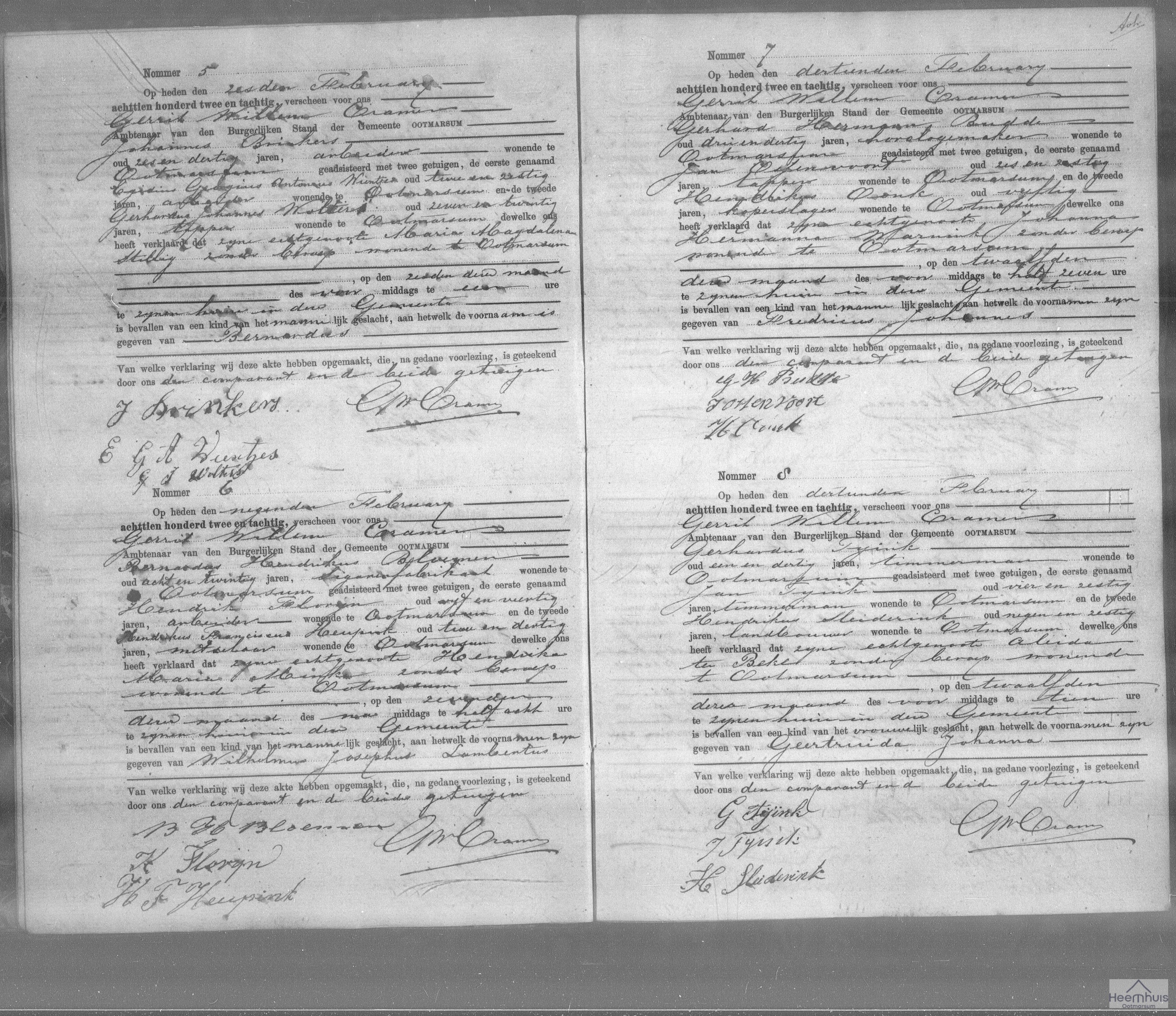 Geboorteakte van Bernardus Brinkers