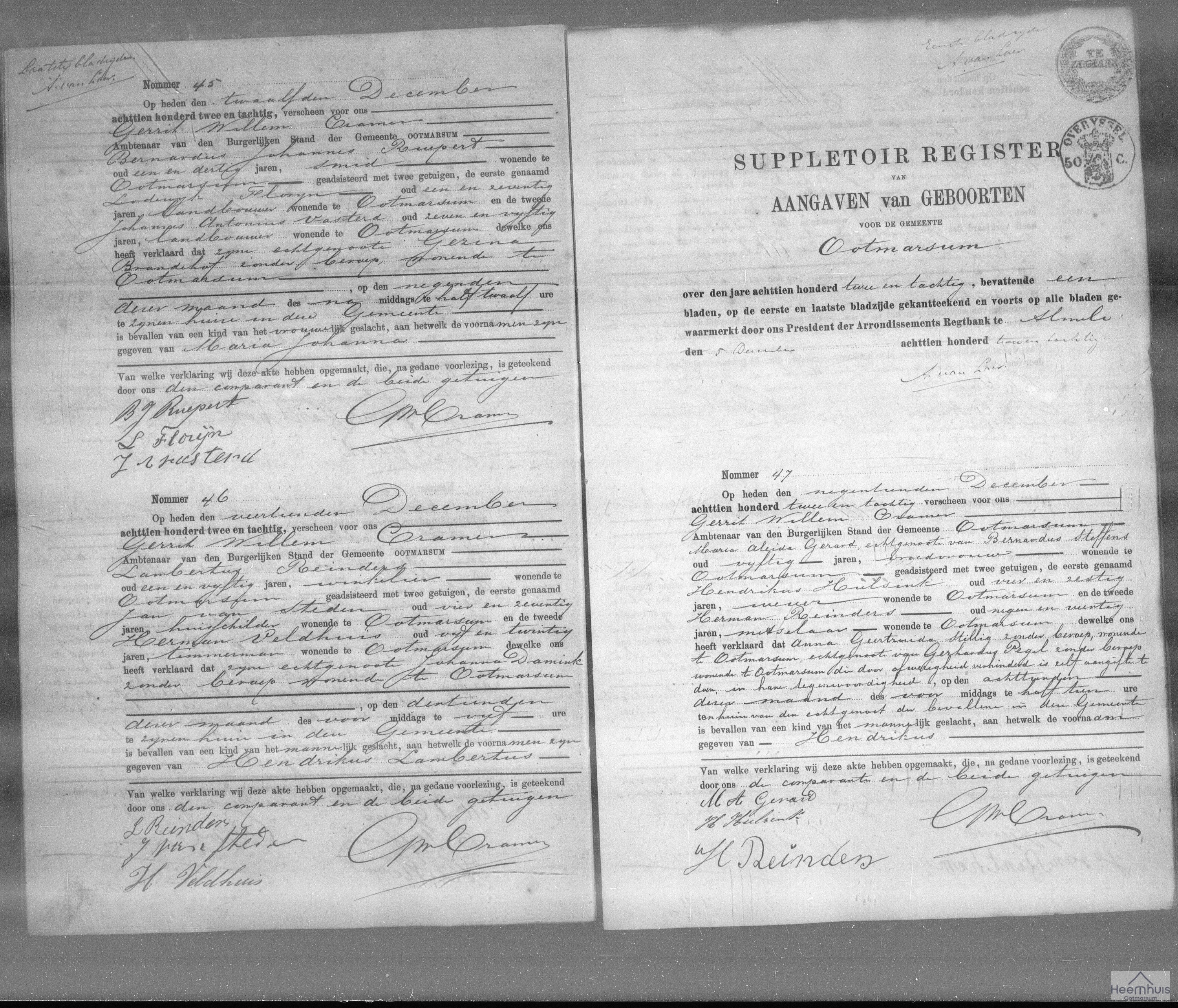 Geboorteakte van Hendrikus Pegel