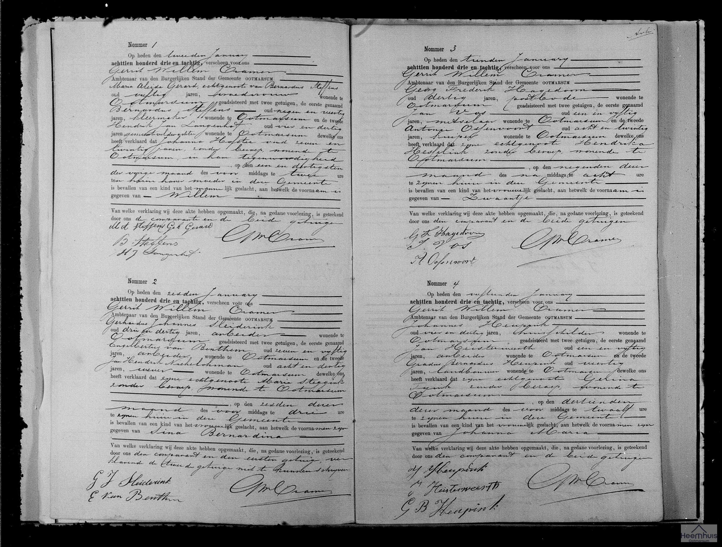 Geboorteakte van Willem Hofstee