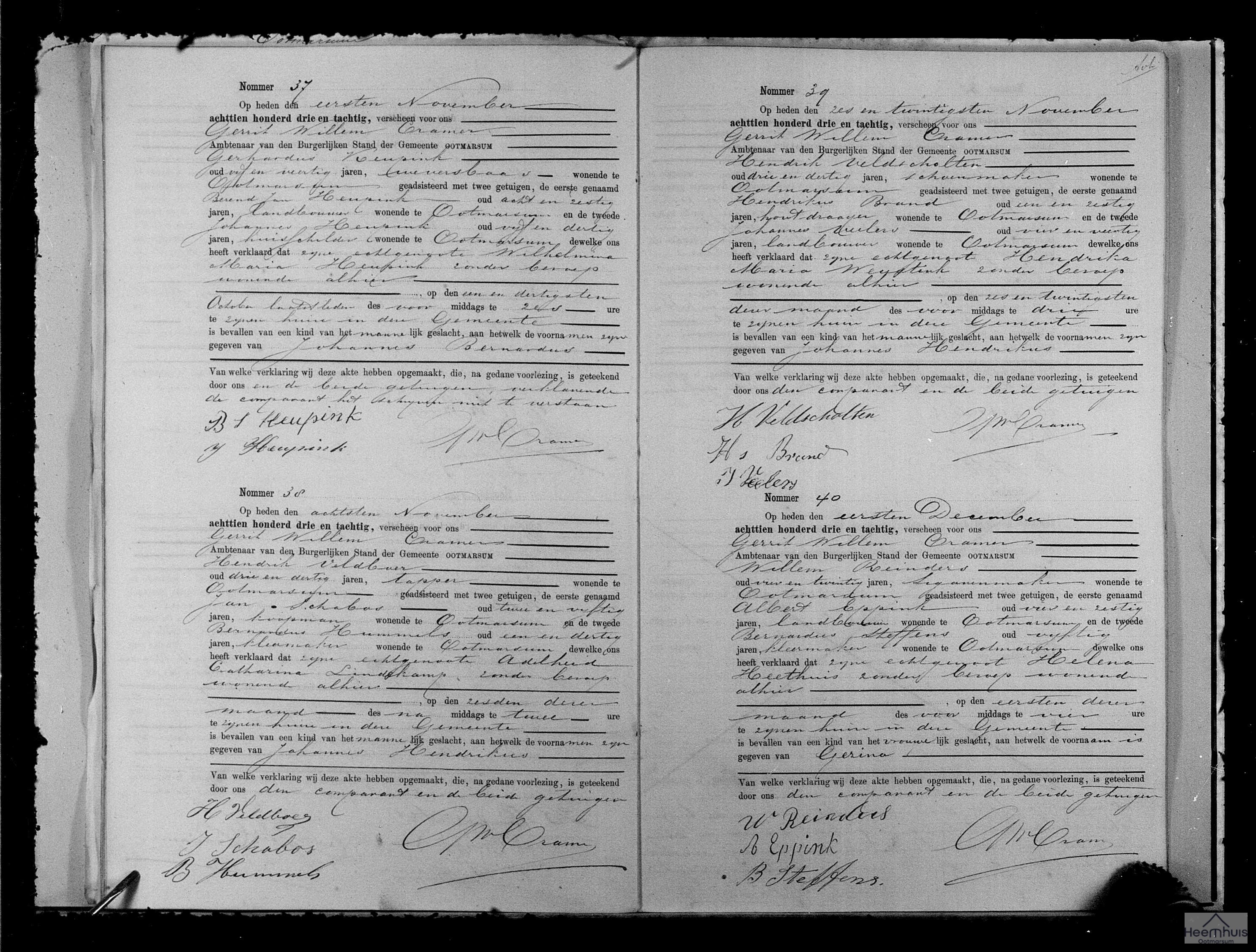 Geboorteakte van Johannes Hendrikus Veldscholten Geboorteakte van Johannes Hendrikus Veldscholten