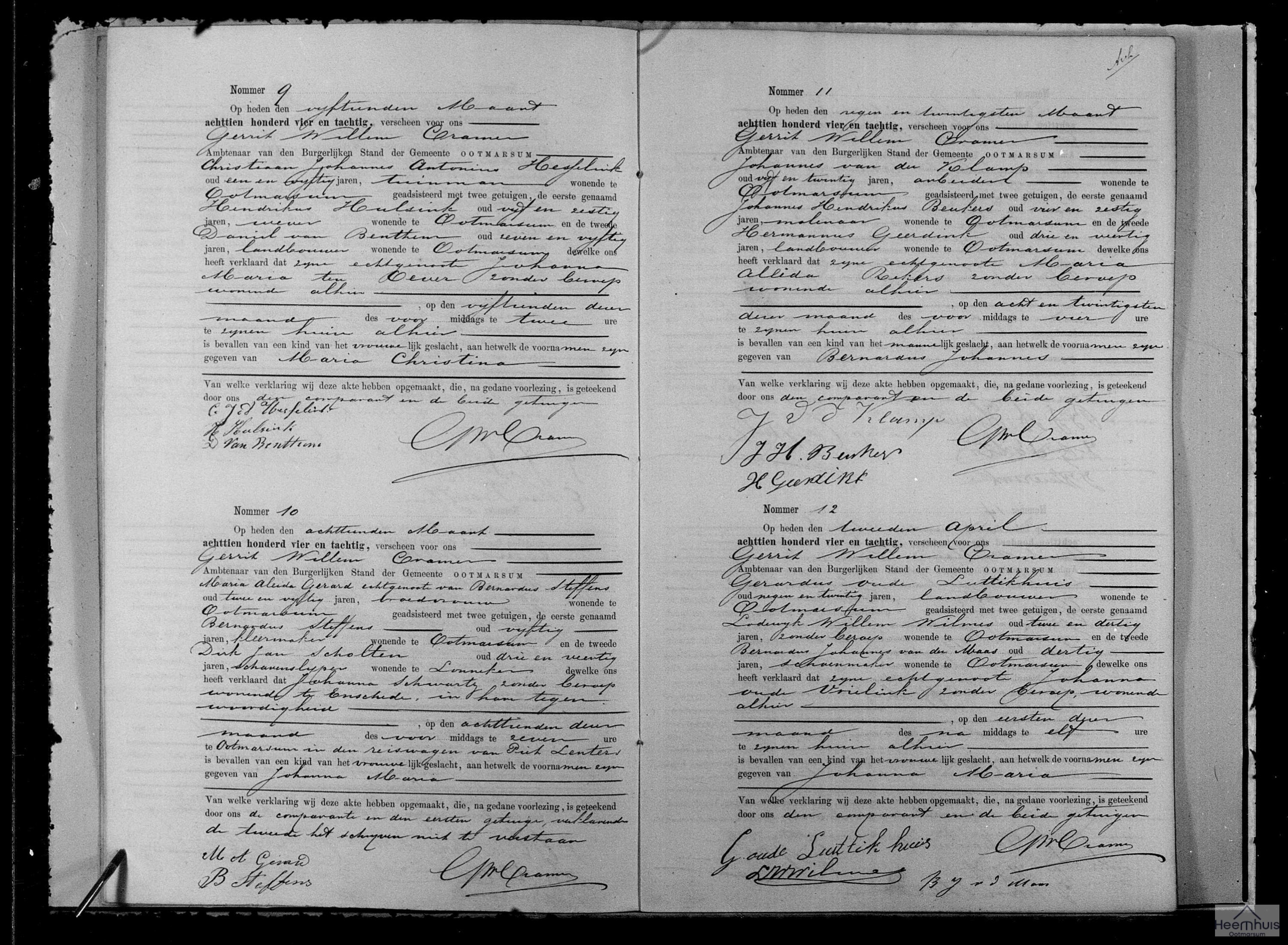 Geboorteakte van Bernardus Johannes van der Klamp