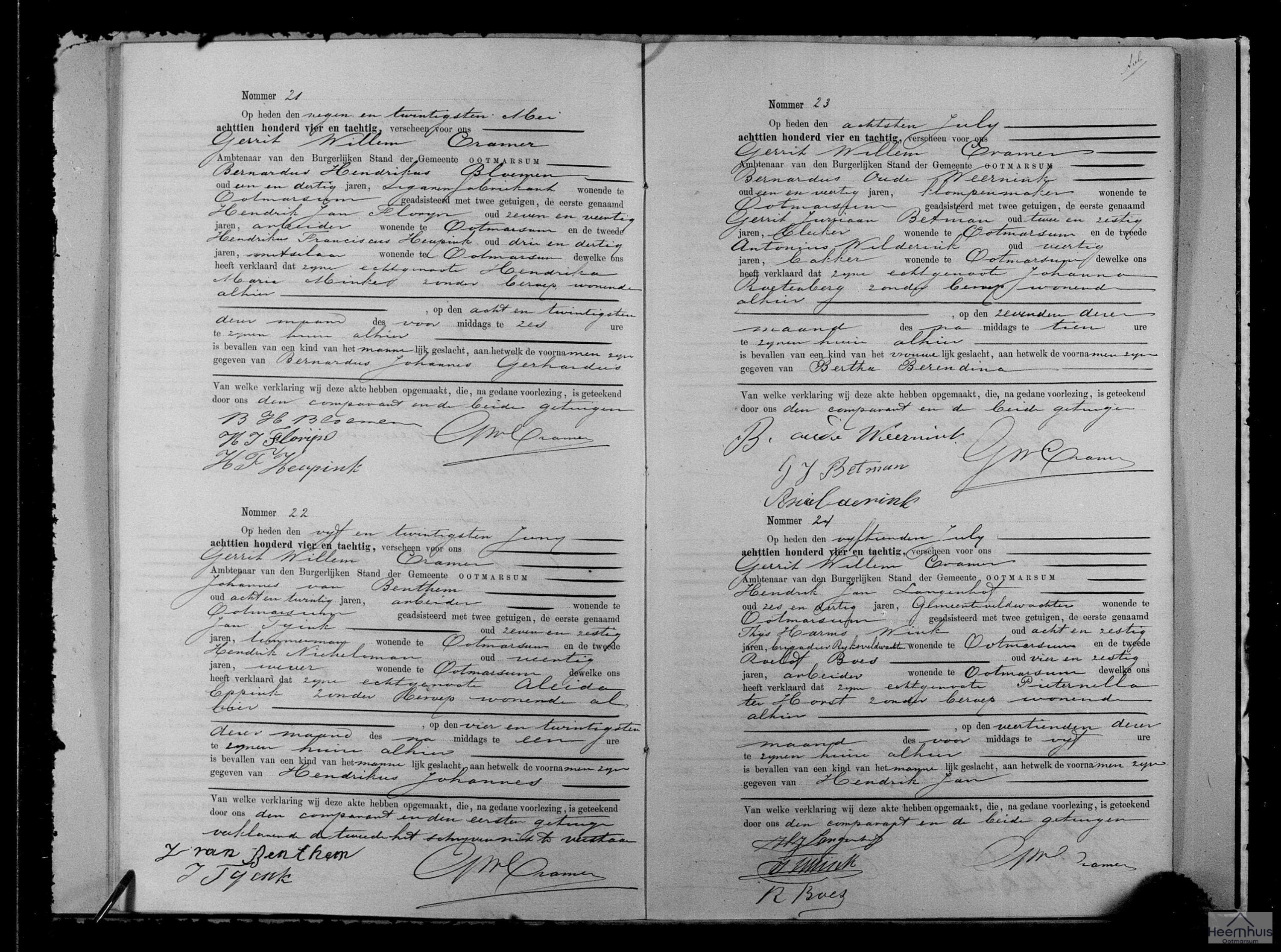 Geboorteakte van Bernardus Johannes Gerhardus Bloemen Geboorteakte van Bernardus Johannes Gerhardus Bloemen