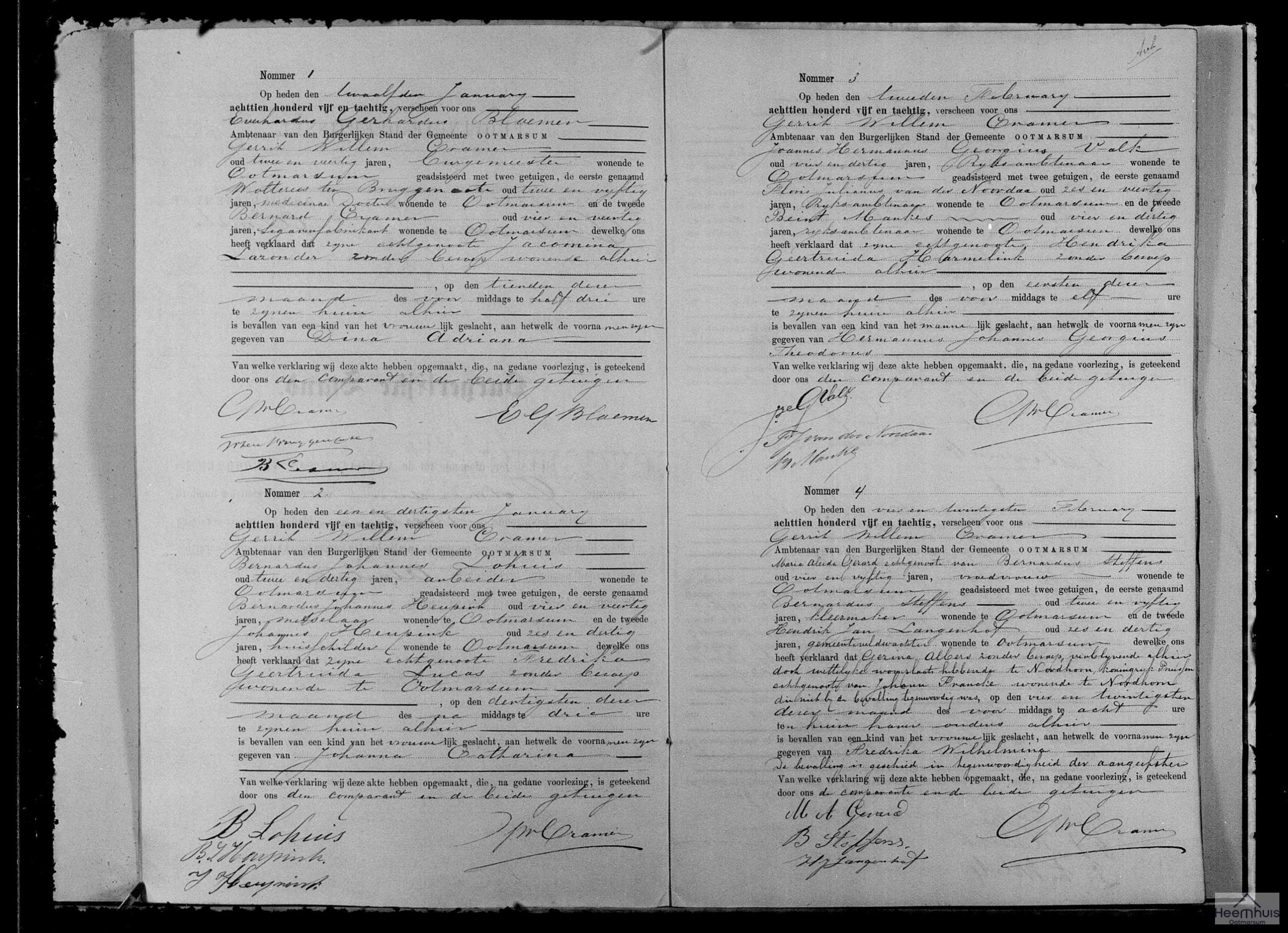 Geboorteakte van Dina Adriana Cramer