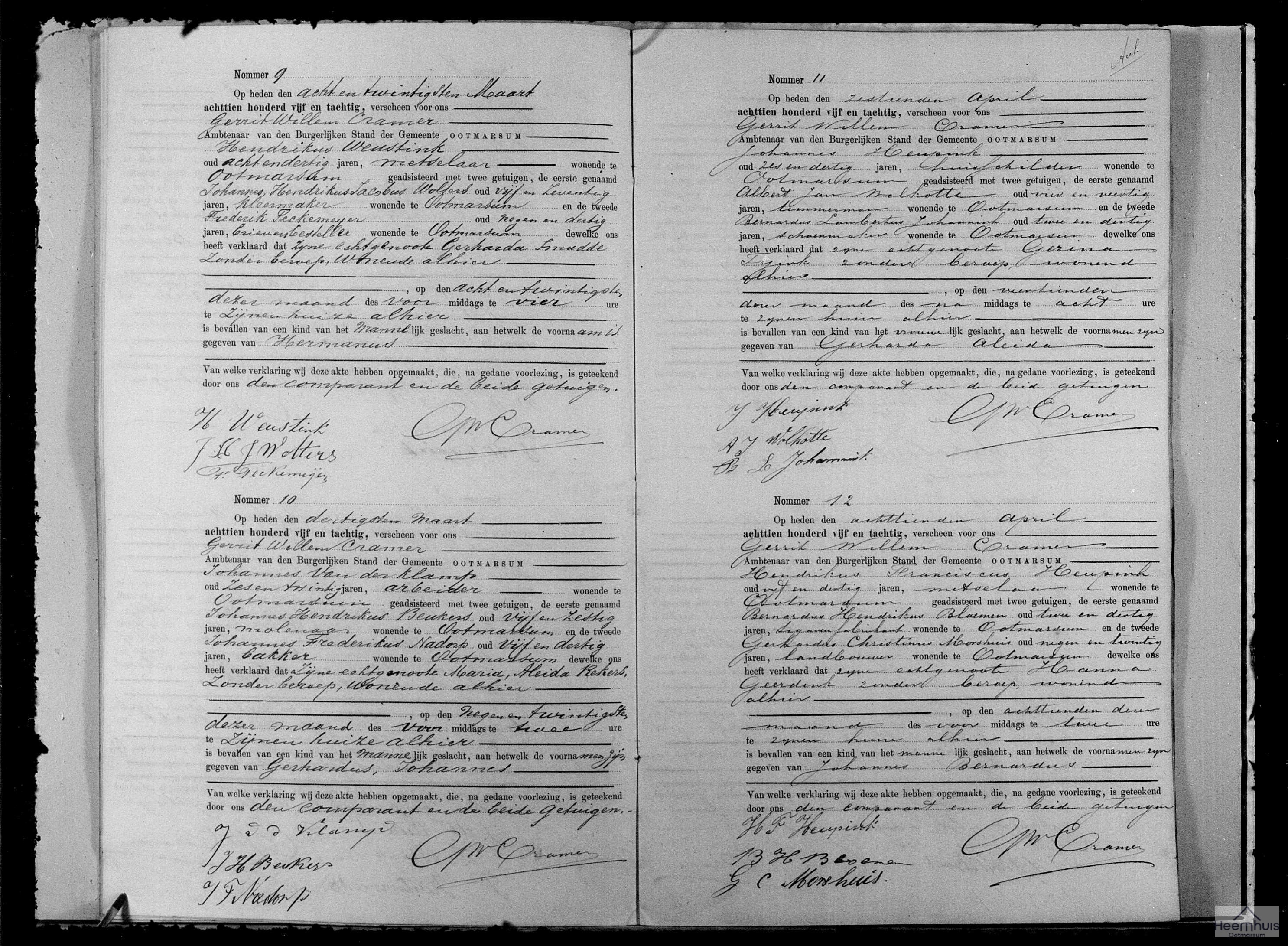 Geboorteakte van Gerhardus Johannes van der Klamp