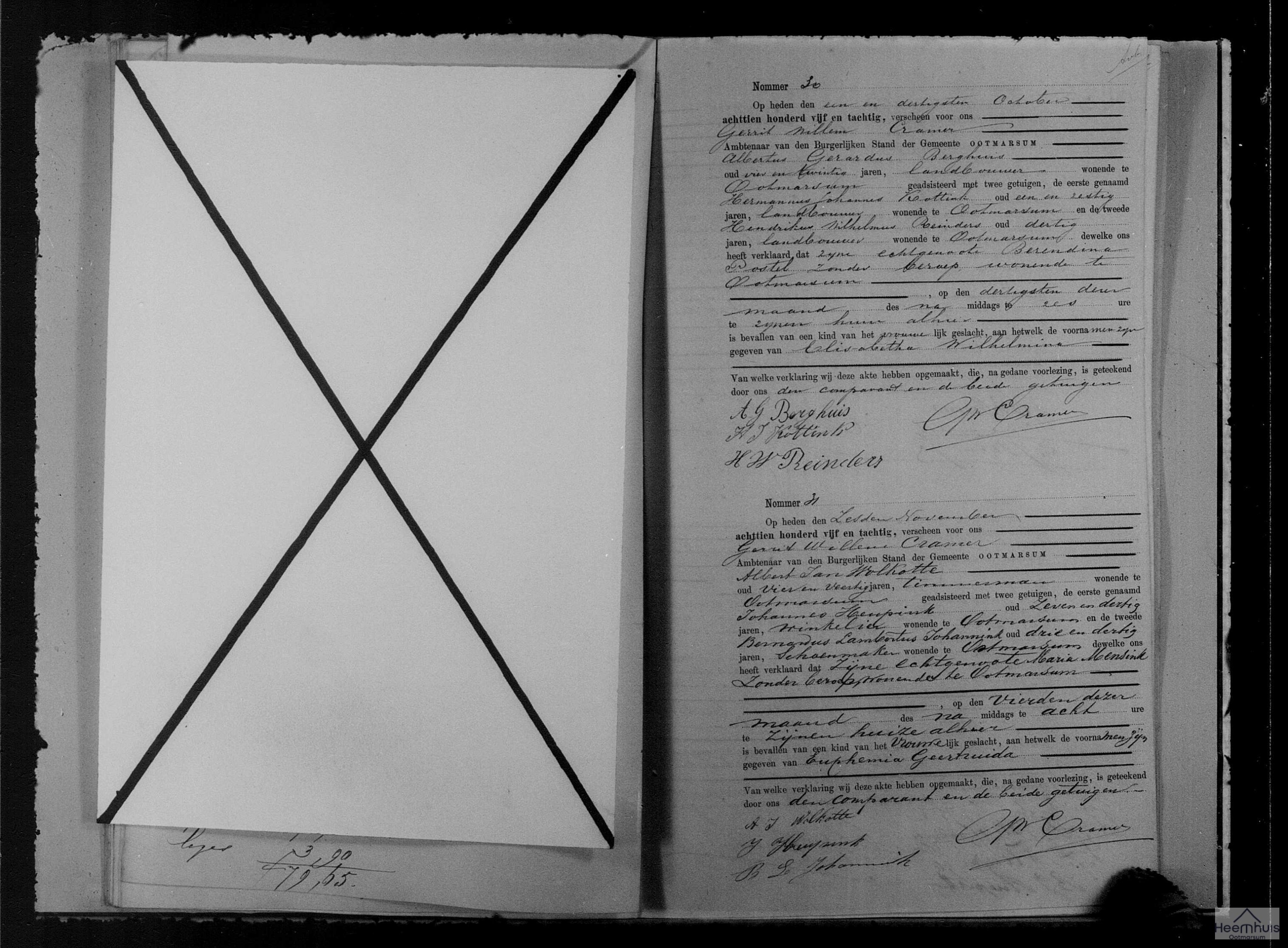 Geboorteakte van Elisabeth Wilhelmina Berghuis