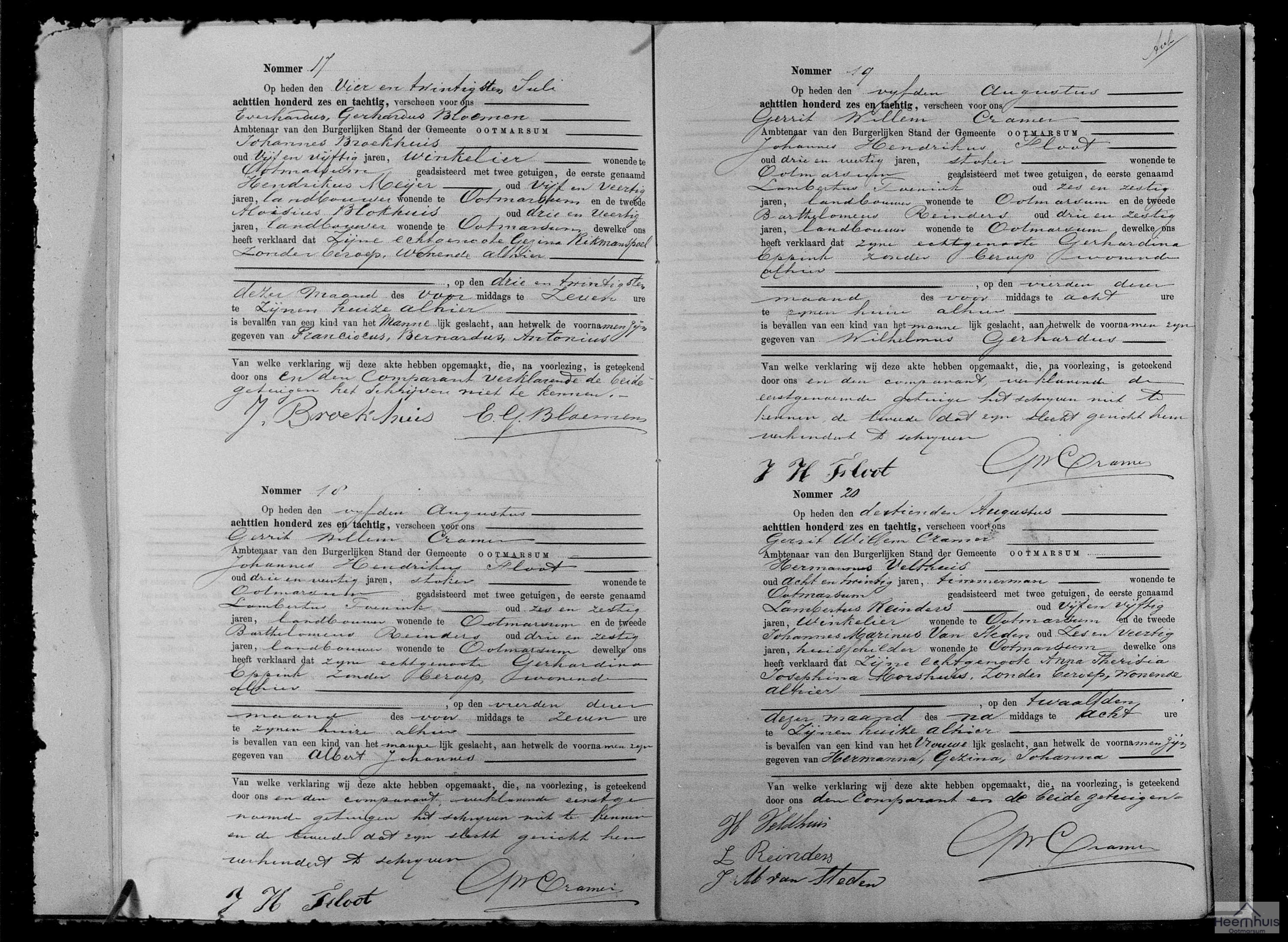 Geboorteakte van Franciscus Bernardus Antonius Broekhuis