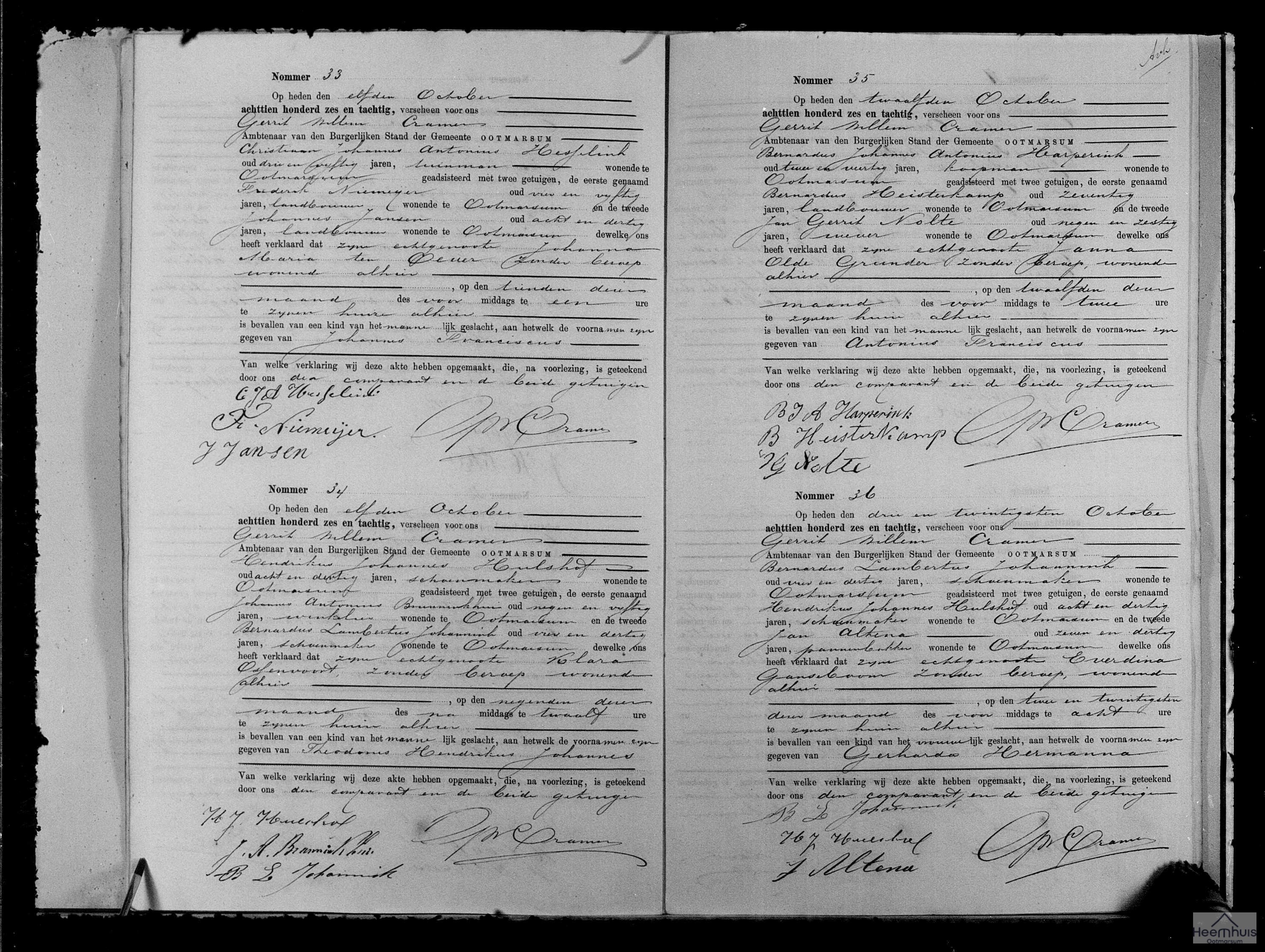 Geboorteakte van Antonius Franciscus Harperink