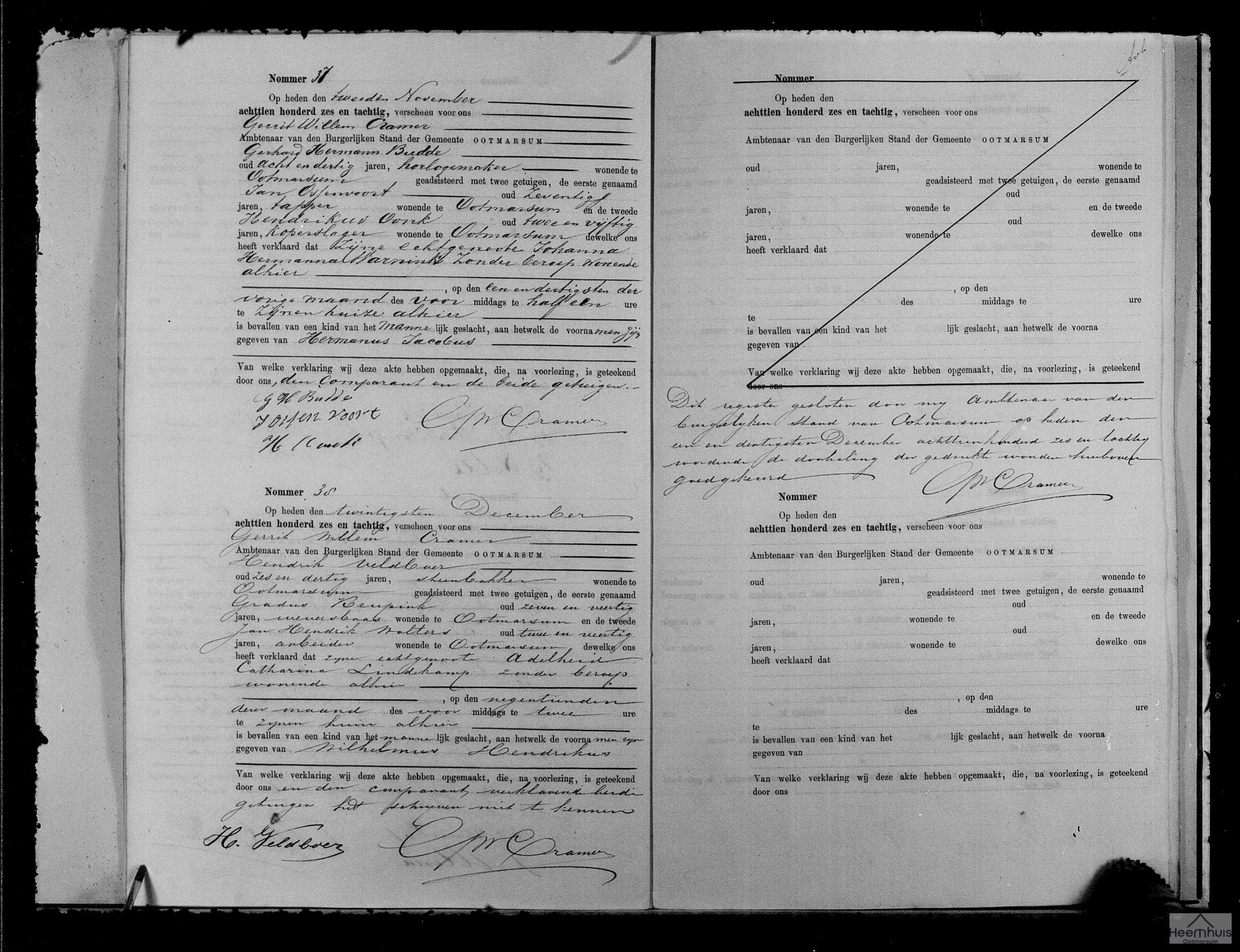Geboorteakte van Hermanus Jacobus Budde