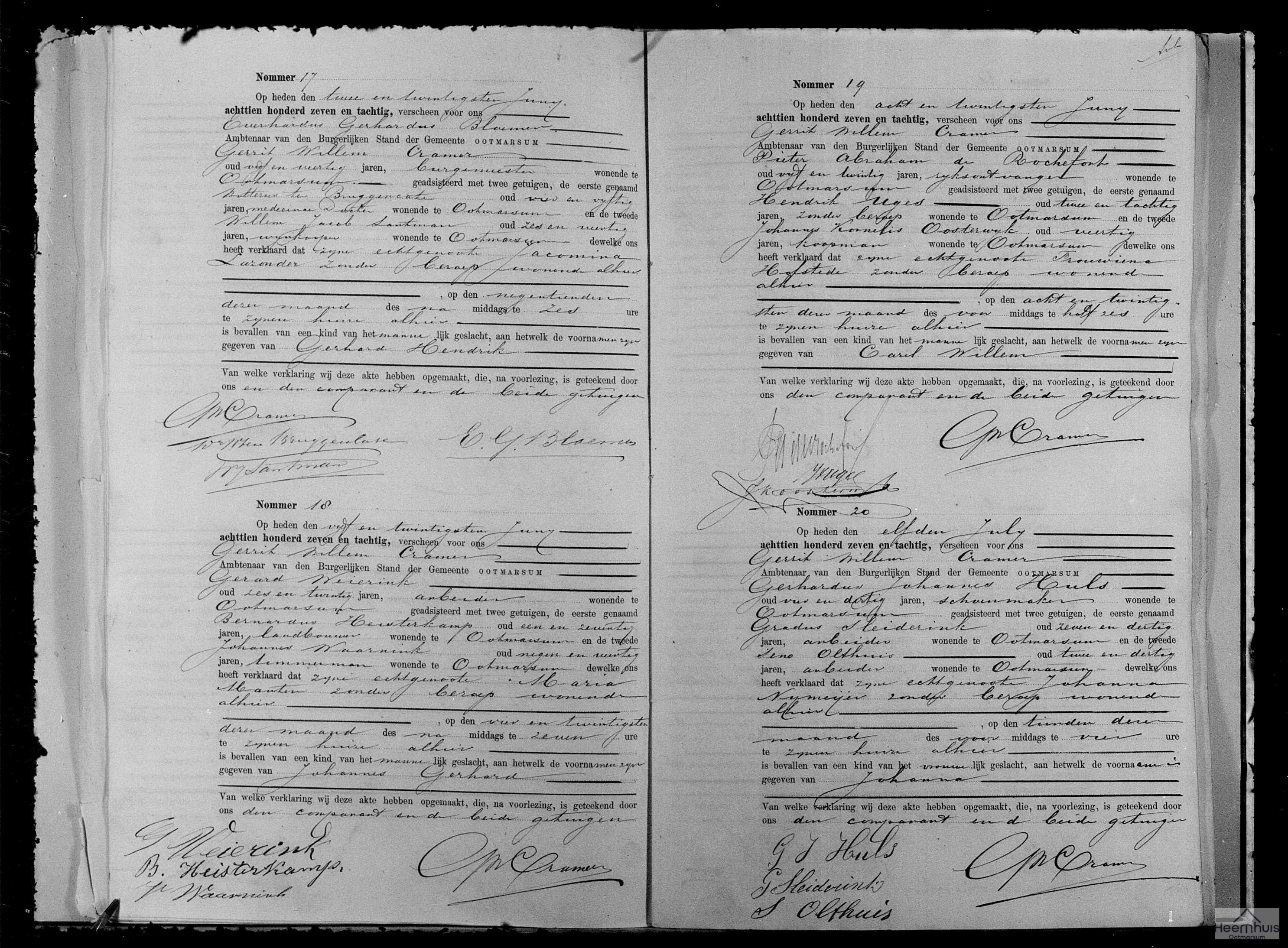 Geboorteakte van Johannes Gerhard Weierink