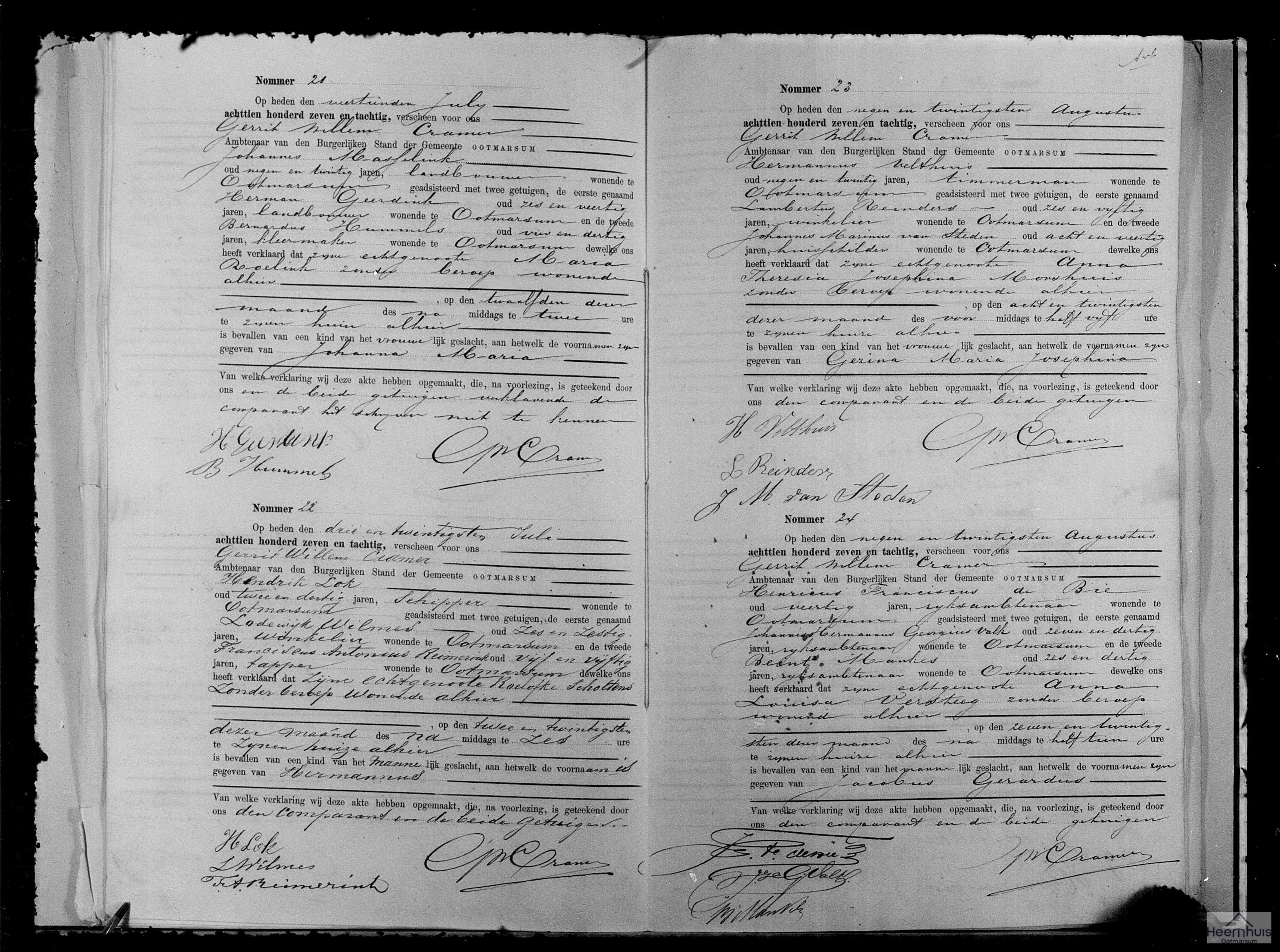 Geboorteakte van Gezina Maria Josephina Velthuis