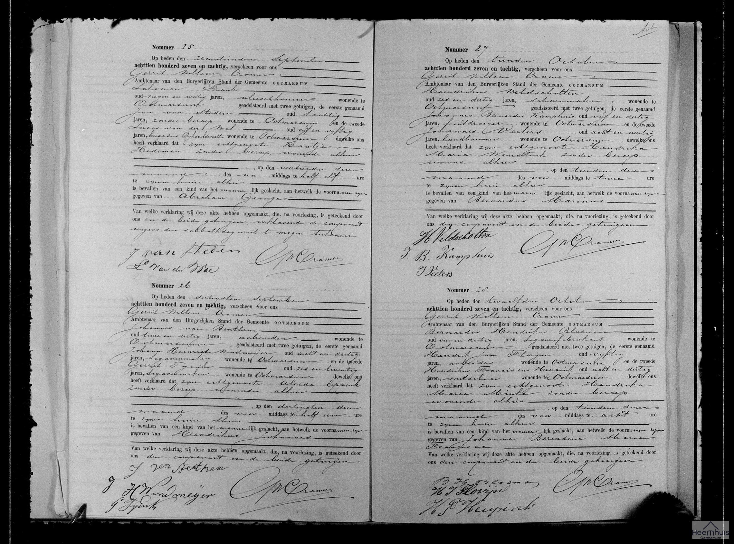 Geboorteakte van Bernardus Marinus Veldscholten