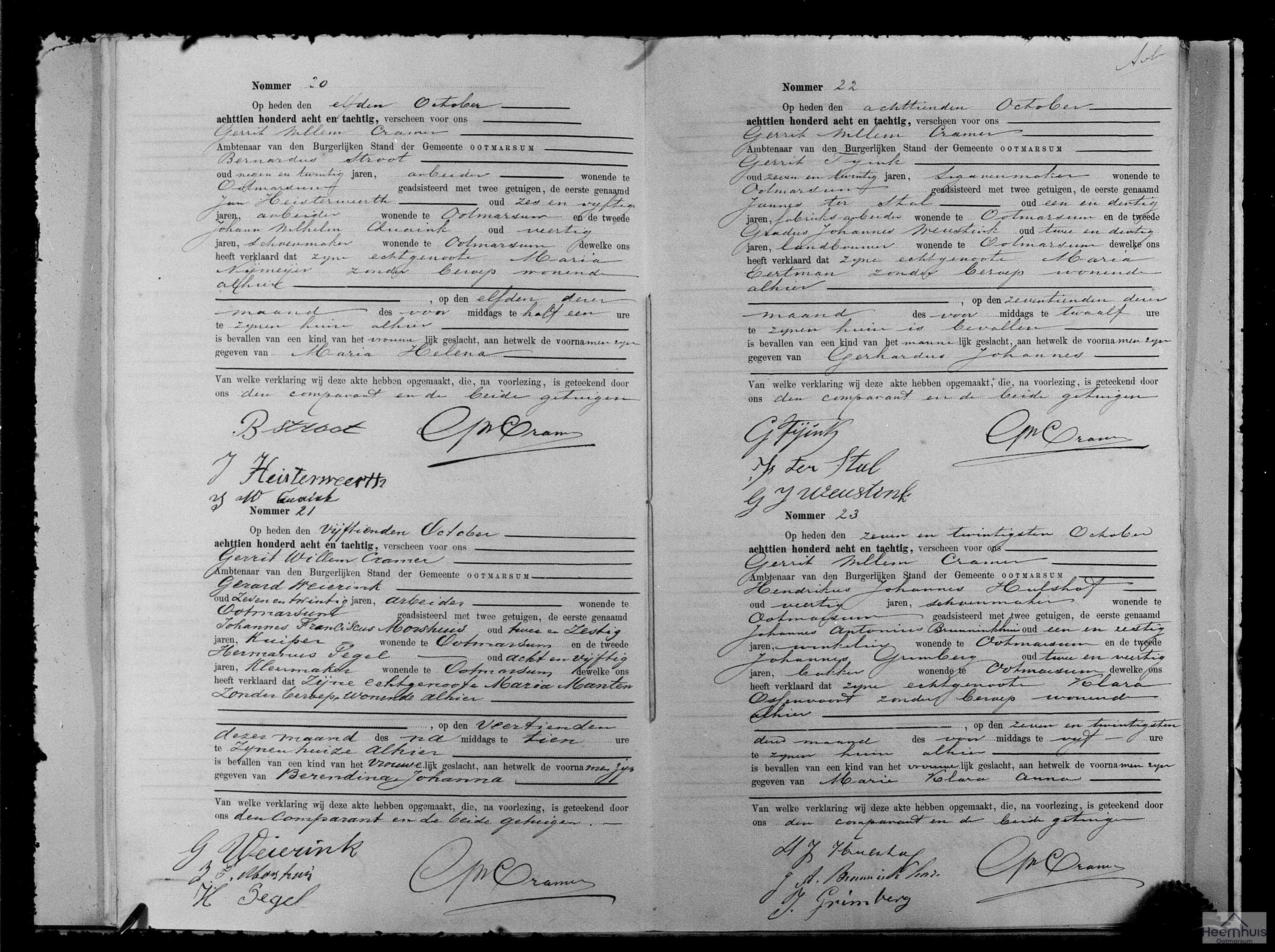 Geboorteakte van Gerhardus Johannes Tijink