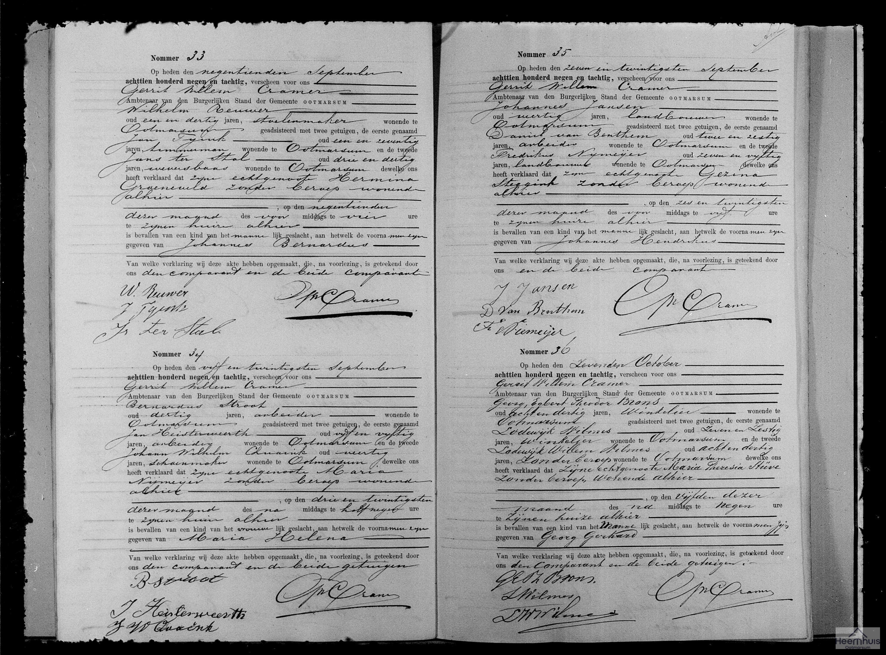 Geboorteakte van Johannes Hendrikus Jansen