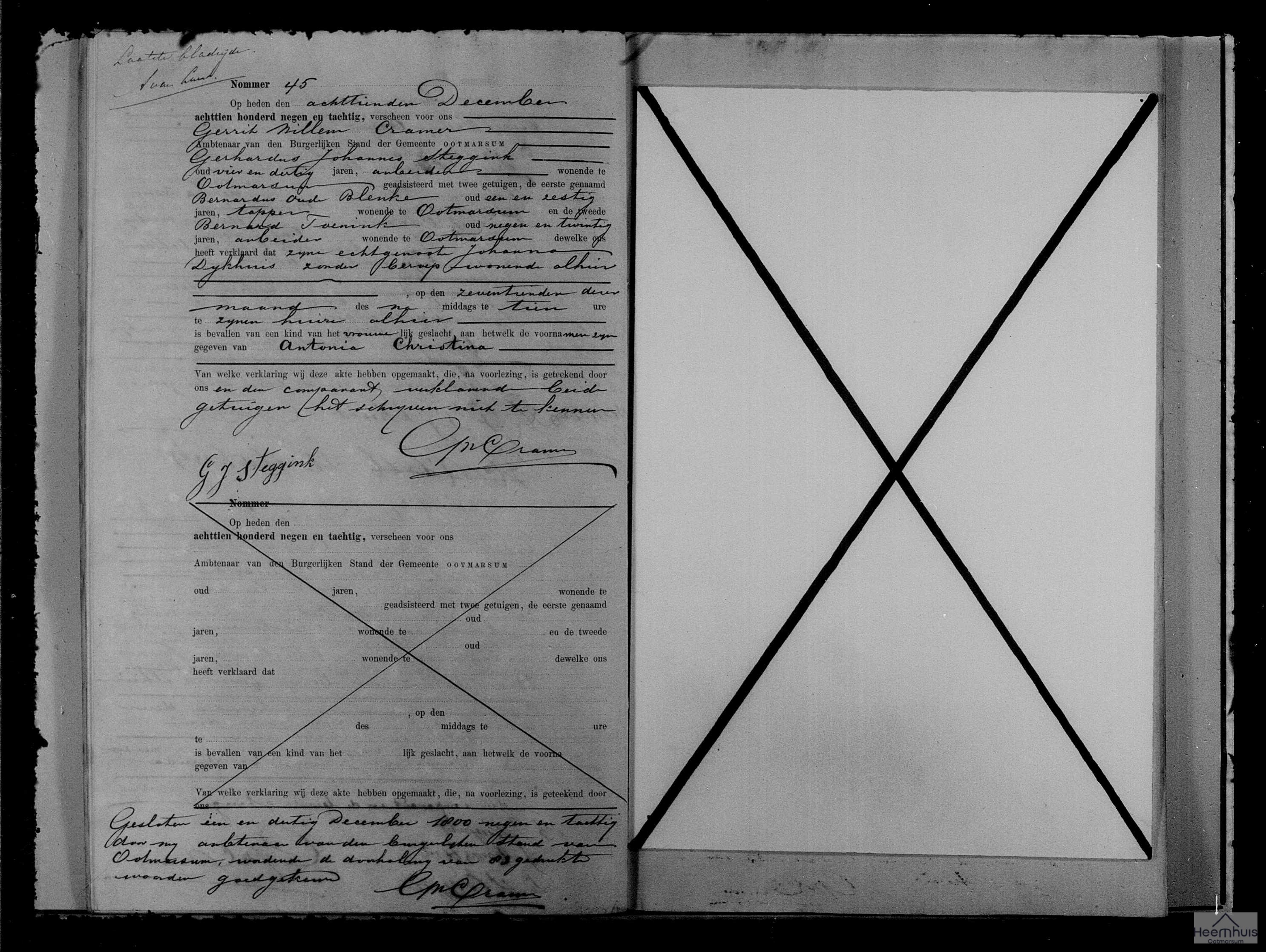 Geboorteakte van Antonia Christina Steggink