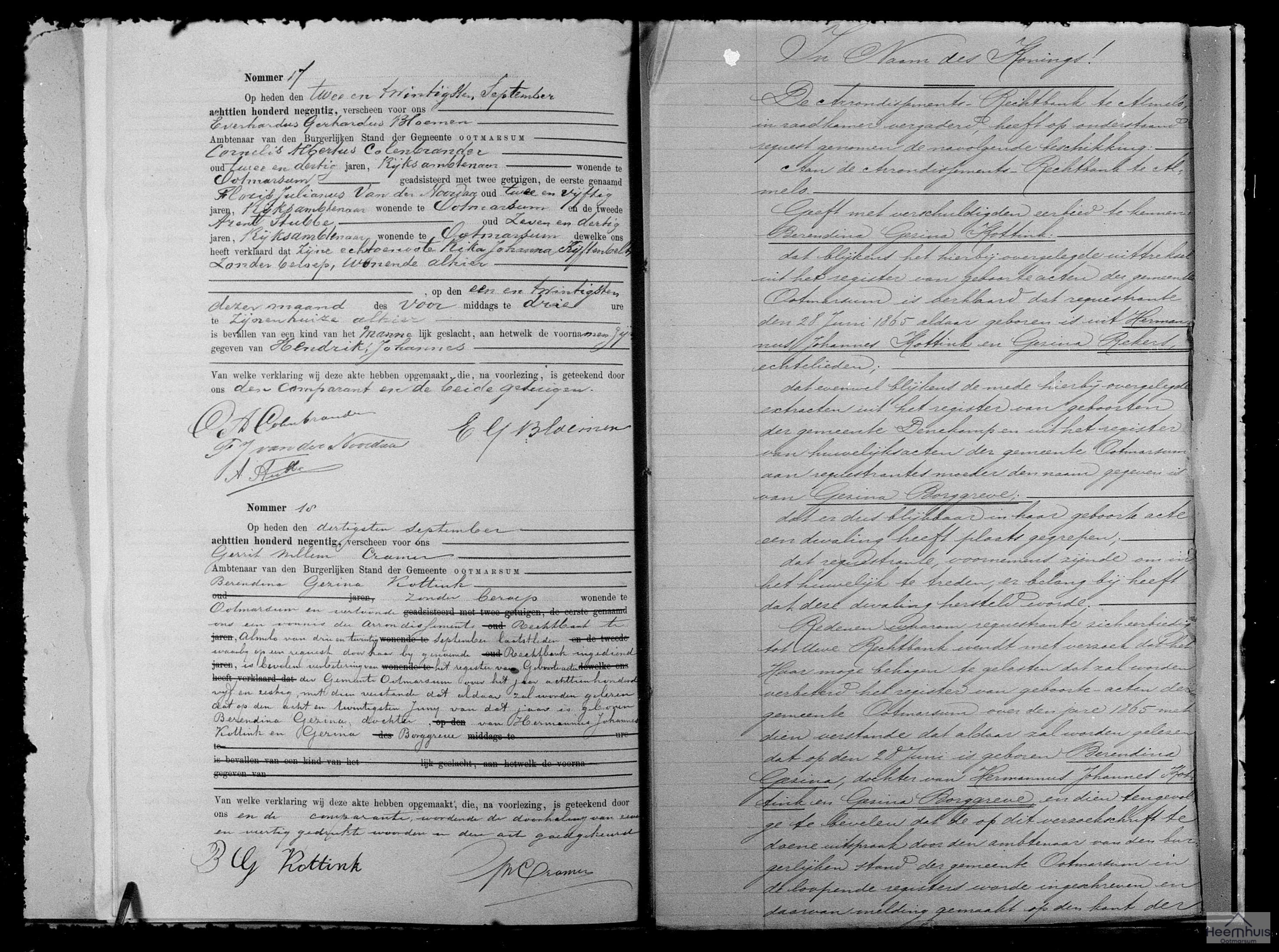 Geboorteakte van Hendrik Johannes Colenbrander