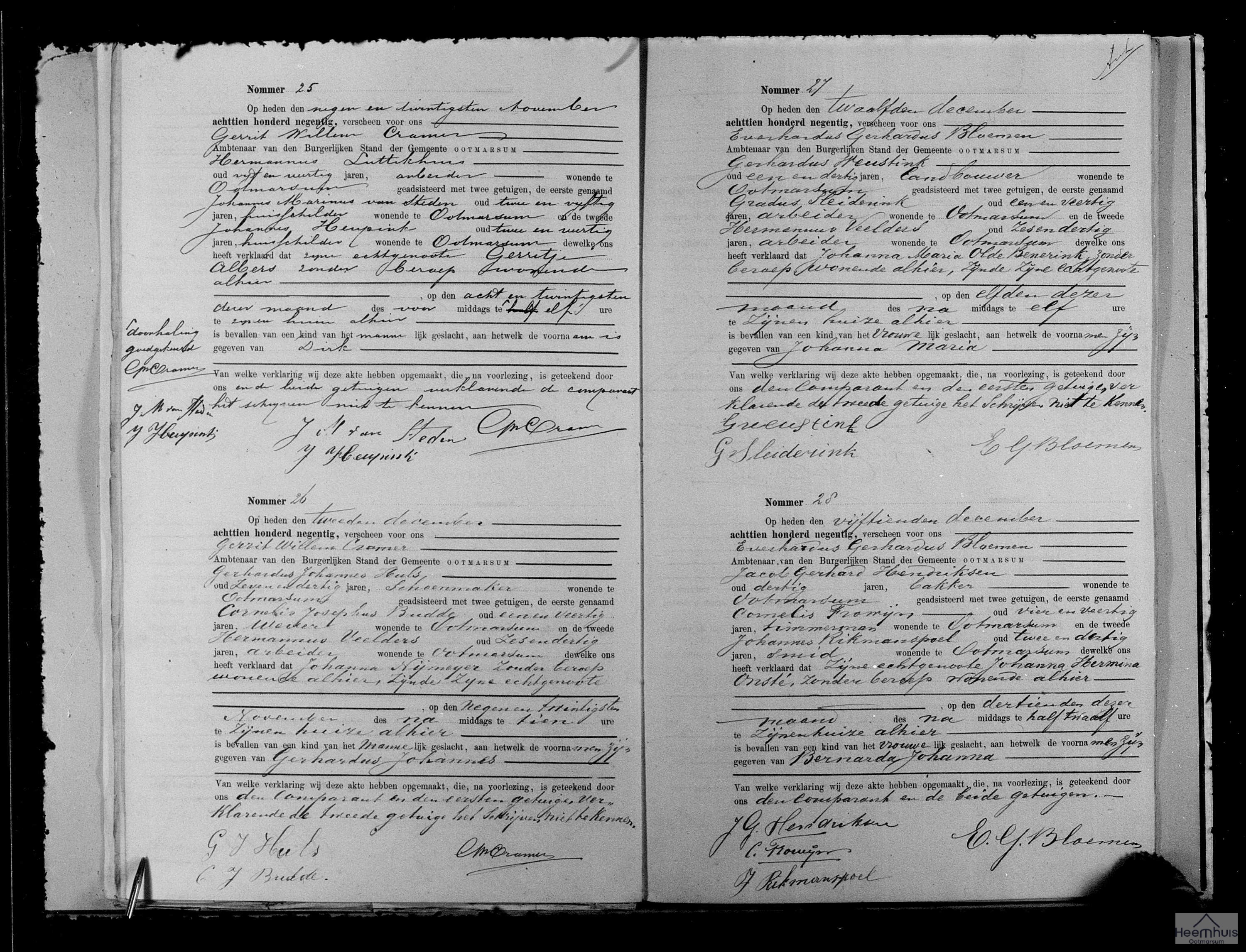Geboorteakte van Gerhardus Johannes Huls Geboorteakte van Gerhardus Johannes Huls