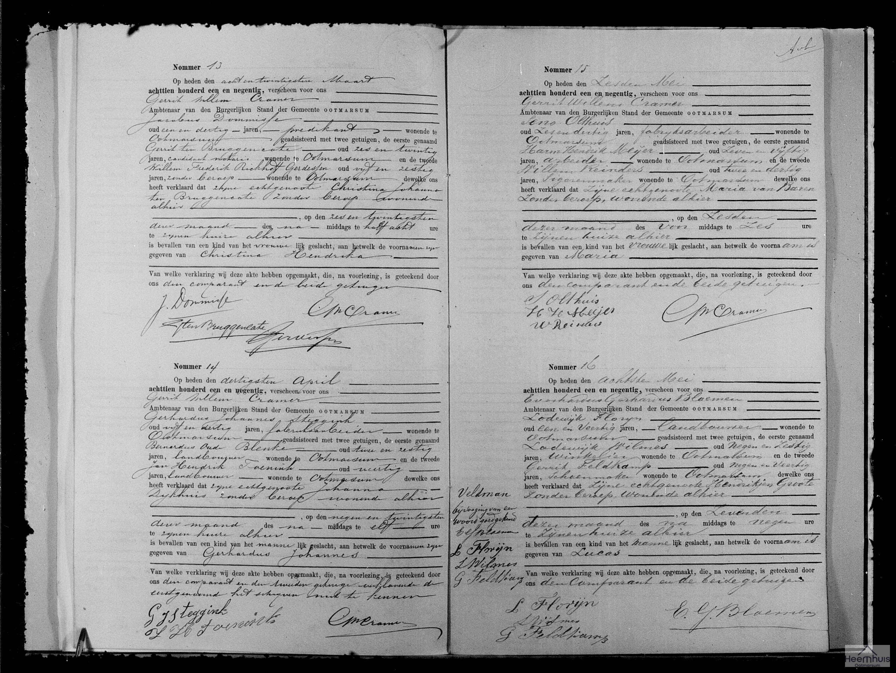 Geboorteakte van Maria Olthuis