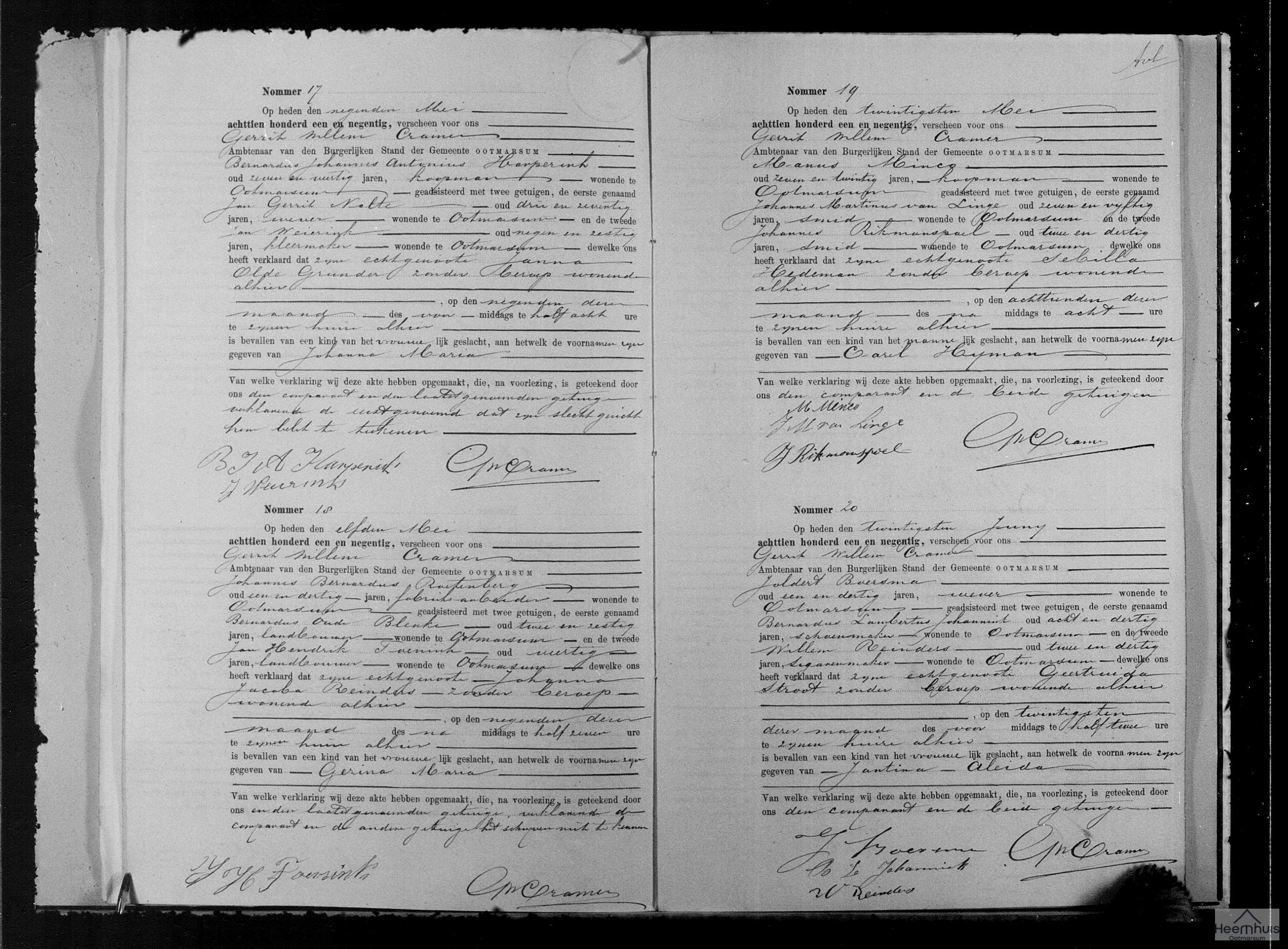 Geboorteakte van Jantina Aleida Boersma