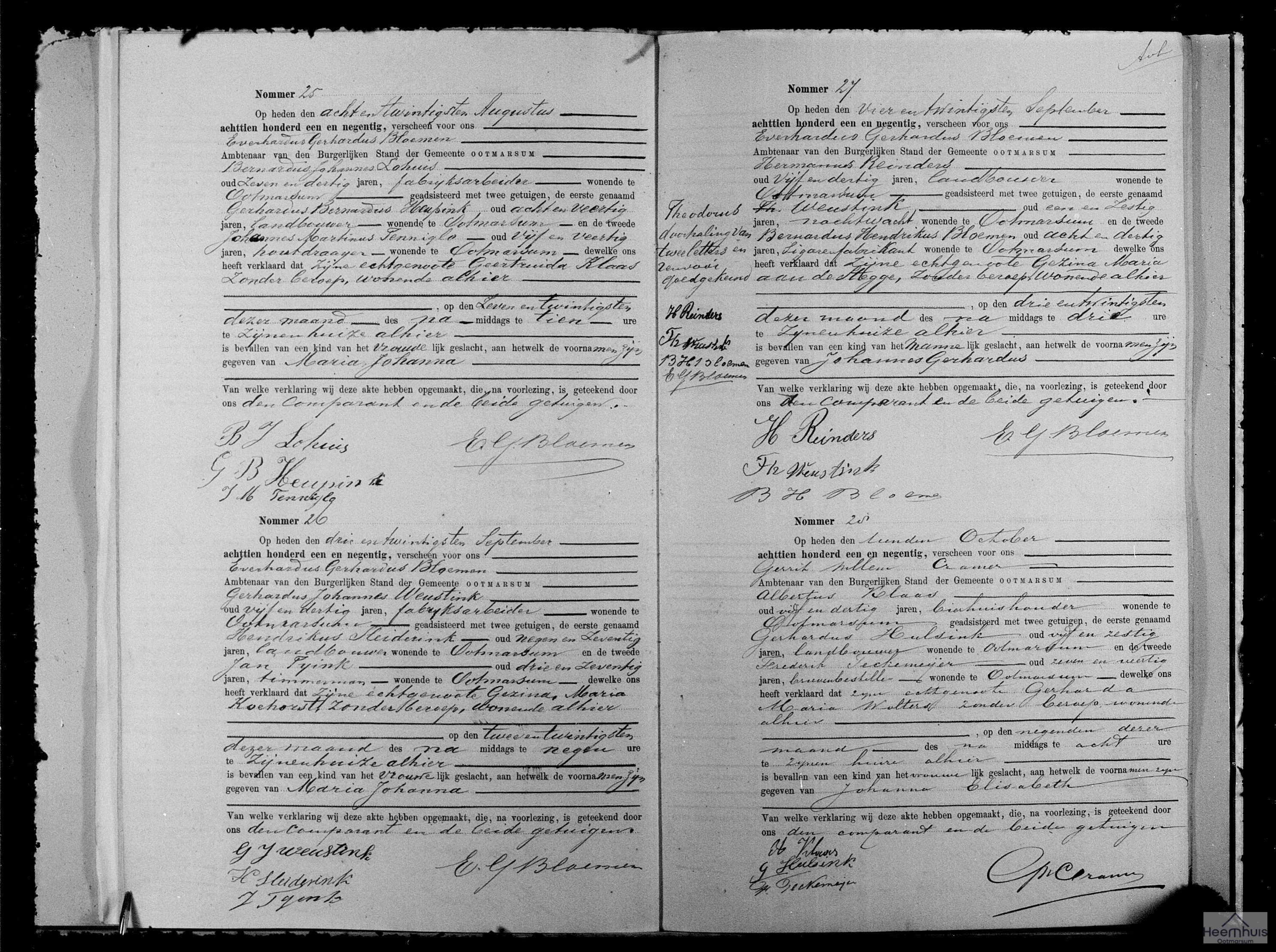 Geboorteakte van Maria Johanna Lohuis