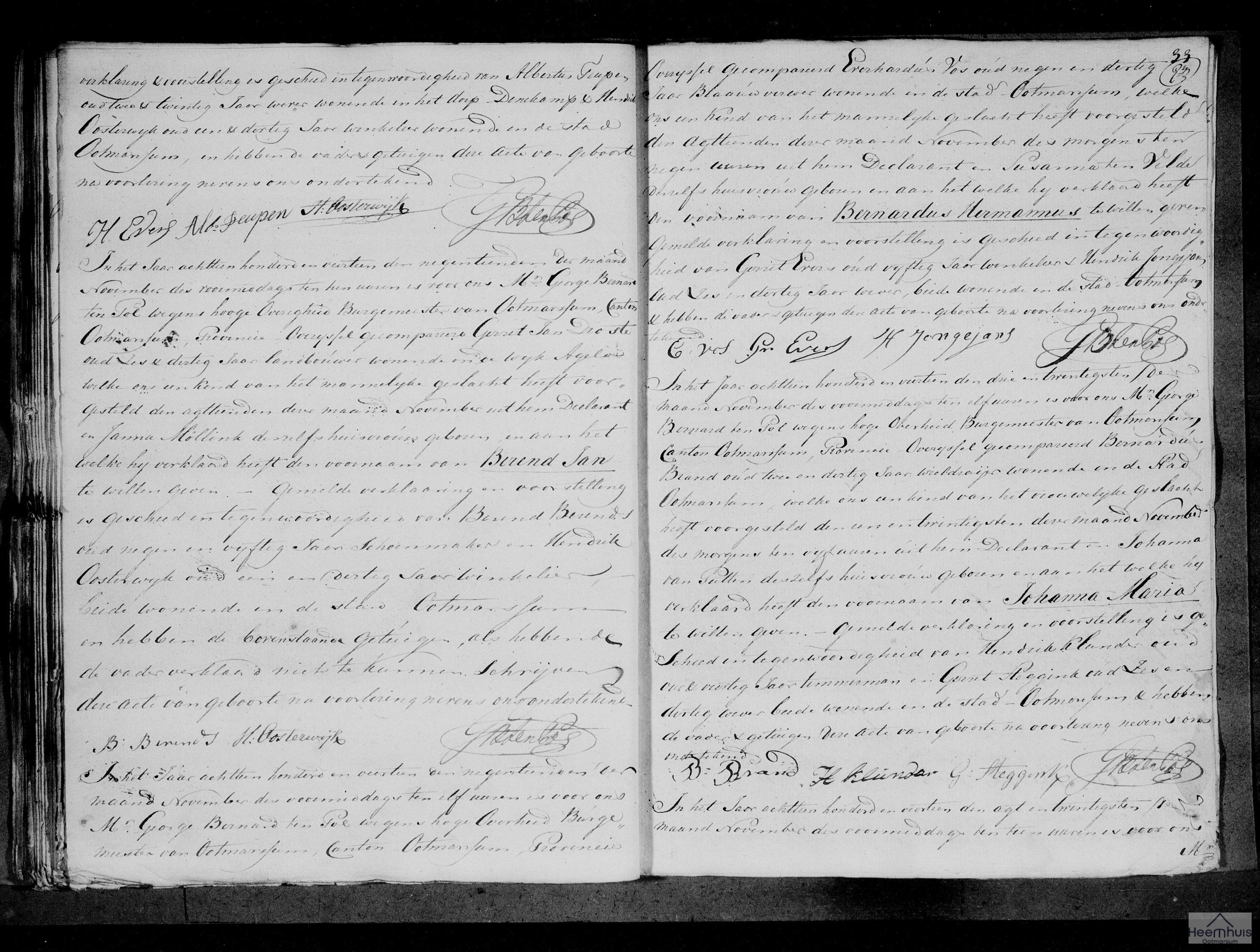 Geboorteakte van Bernardus Hermannus Vos