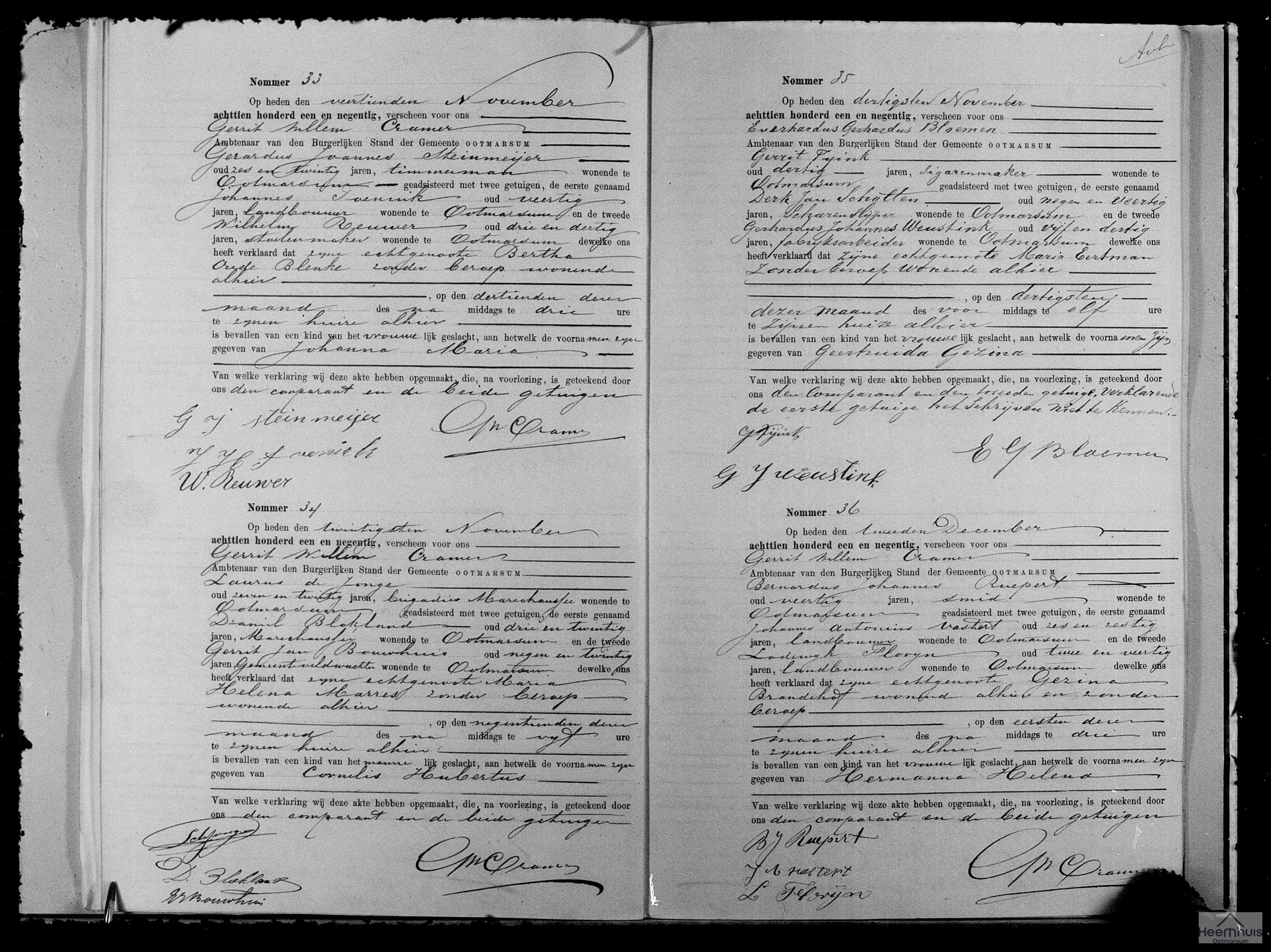 Geboorteakte van Johanna Maria Steinmeijer