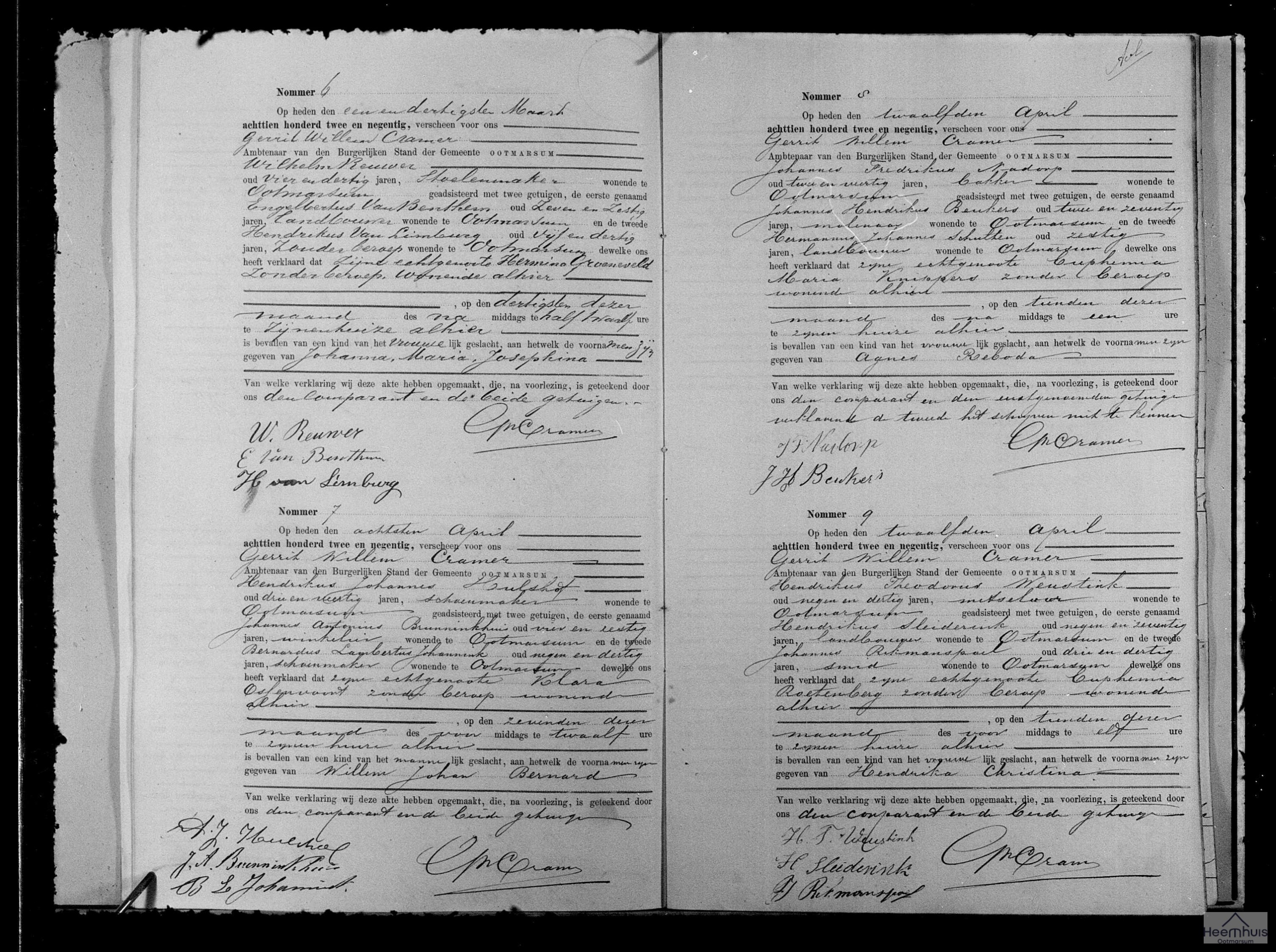 Geboorteakte van Johanna Maria Josephina Reuwer