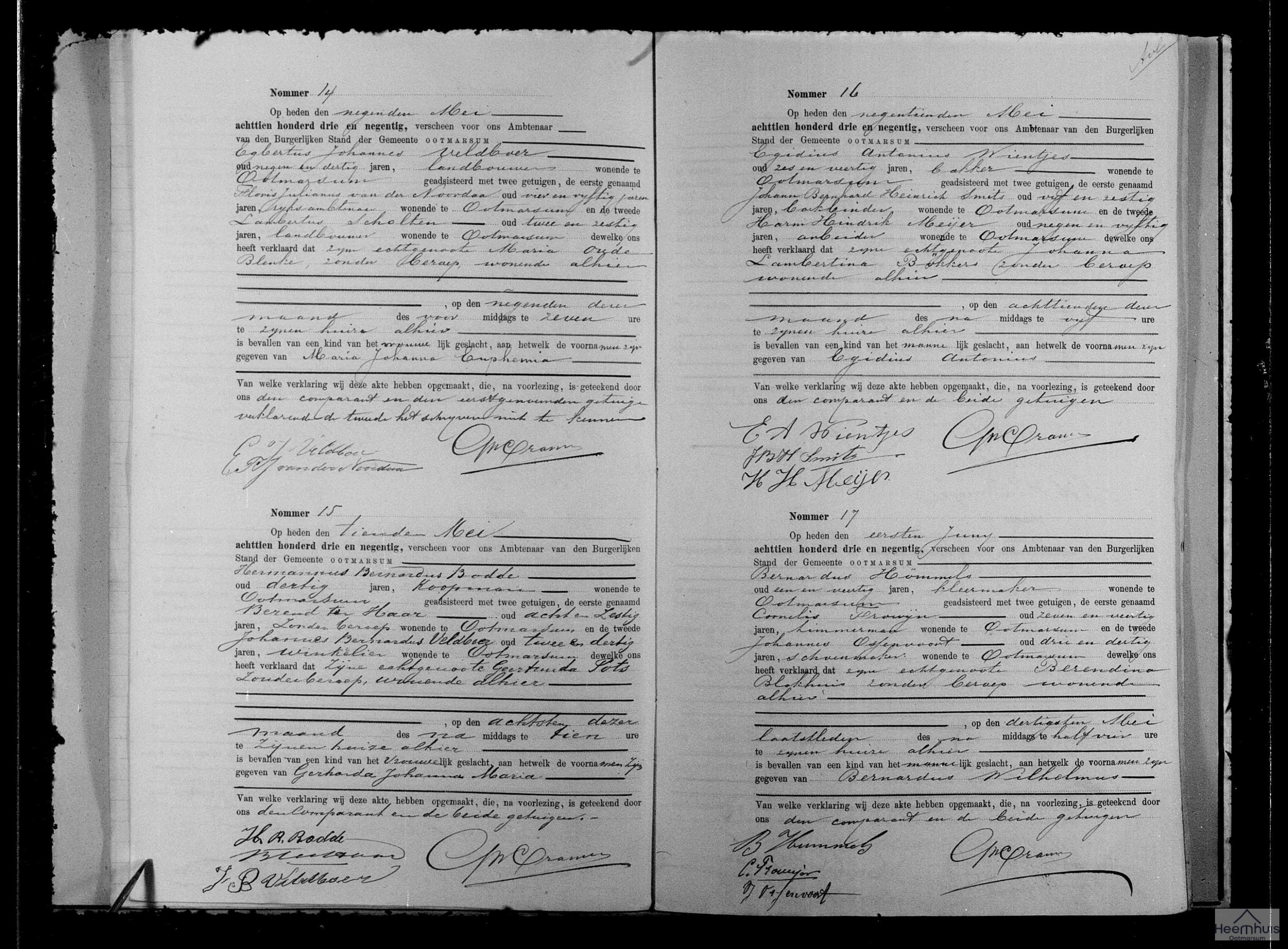 Geboorteakte van Egidius Antonius Wientjes