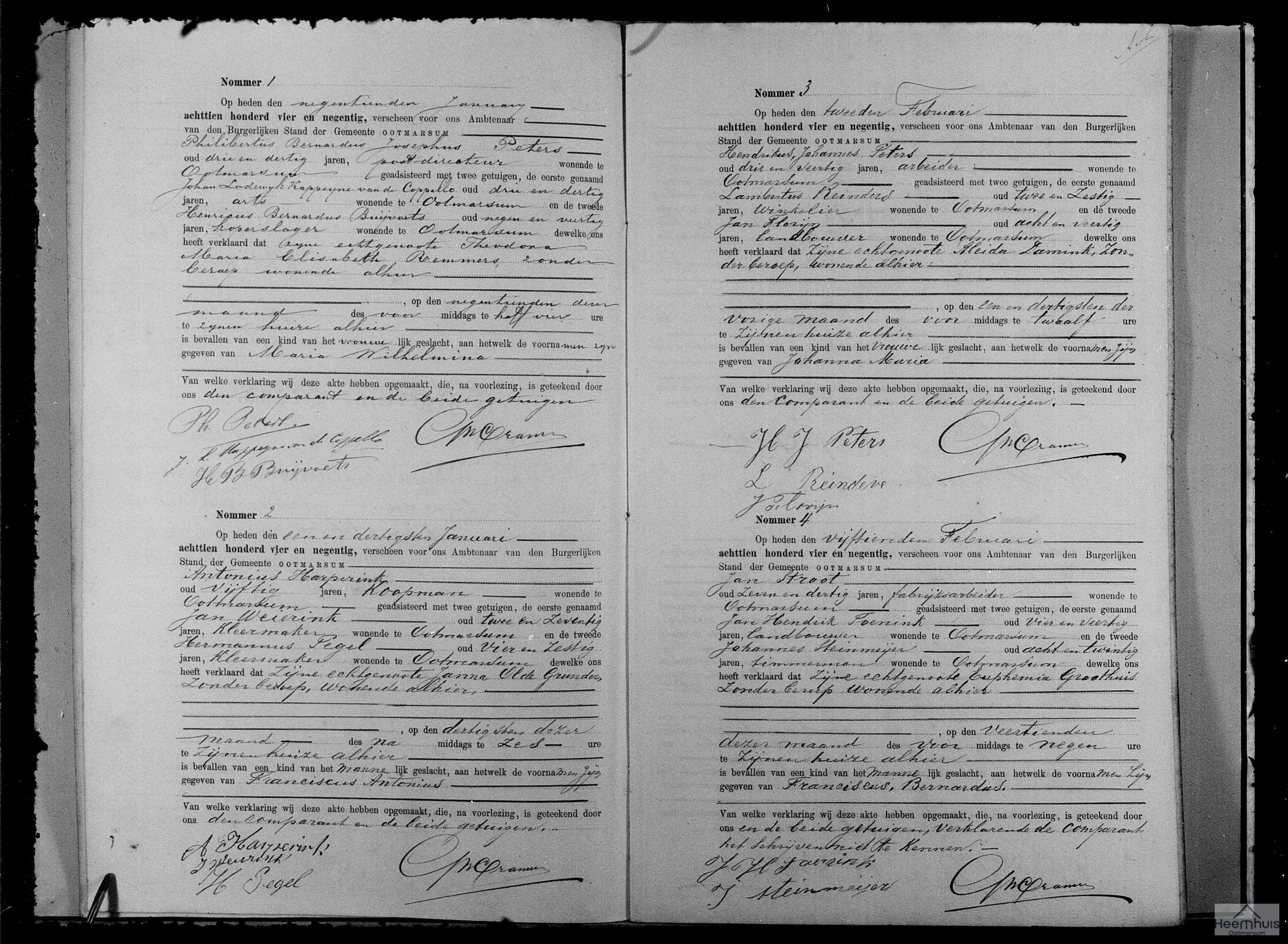 Geboorteakte van Franciscus Antonius Harperink