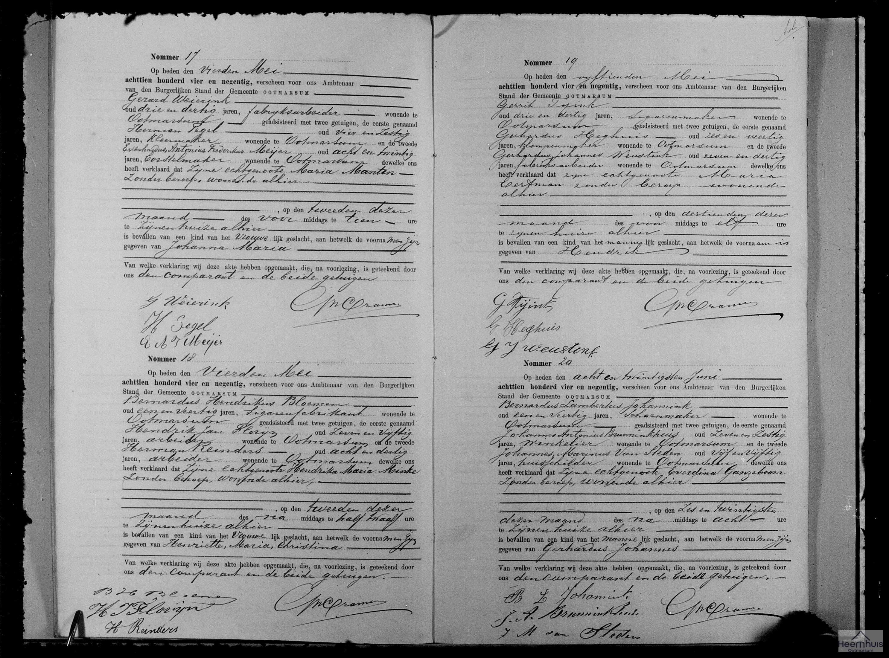 Geboorteakte van Johanna Maria Weierink