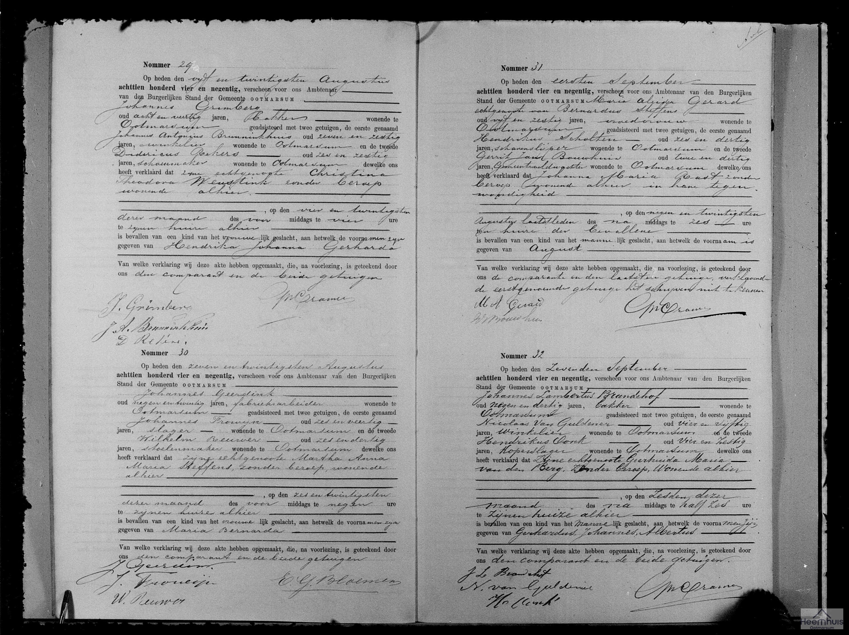 Geboorteakte van Hendrika Johanna Gerharda Grimberg