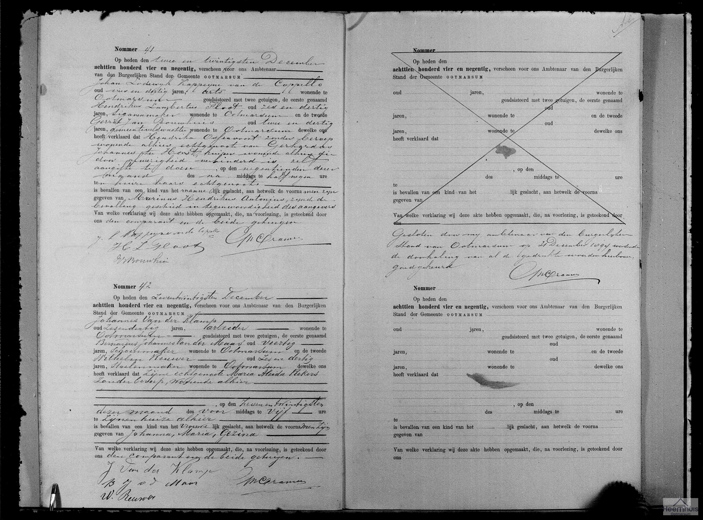 Geboorteakte van Johanna Maria Gezina van der Klamp