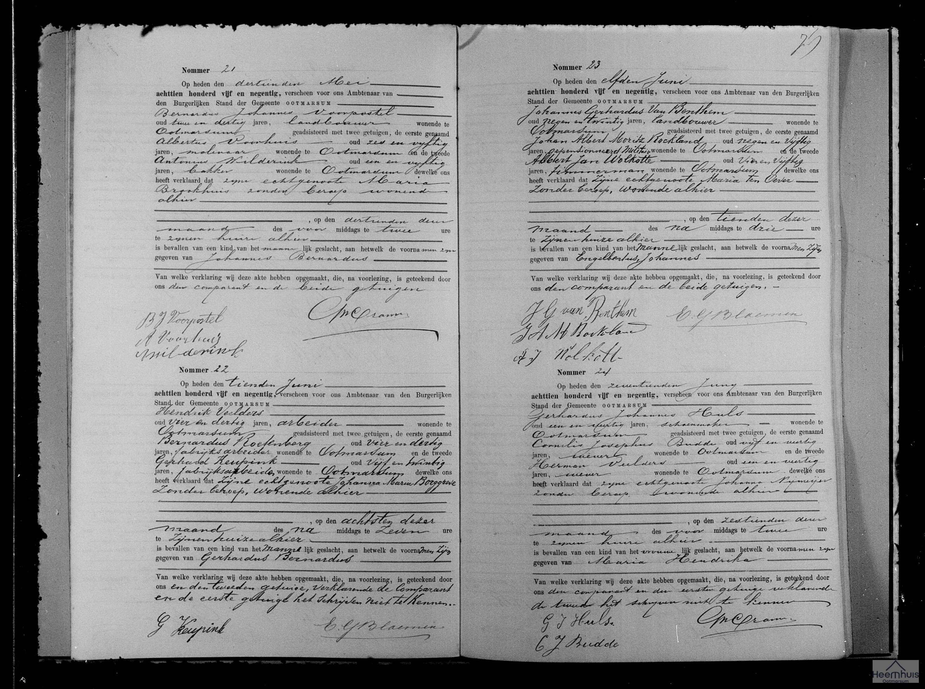 Geboorteakte van Engelbertus Johannes van Benthem