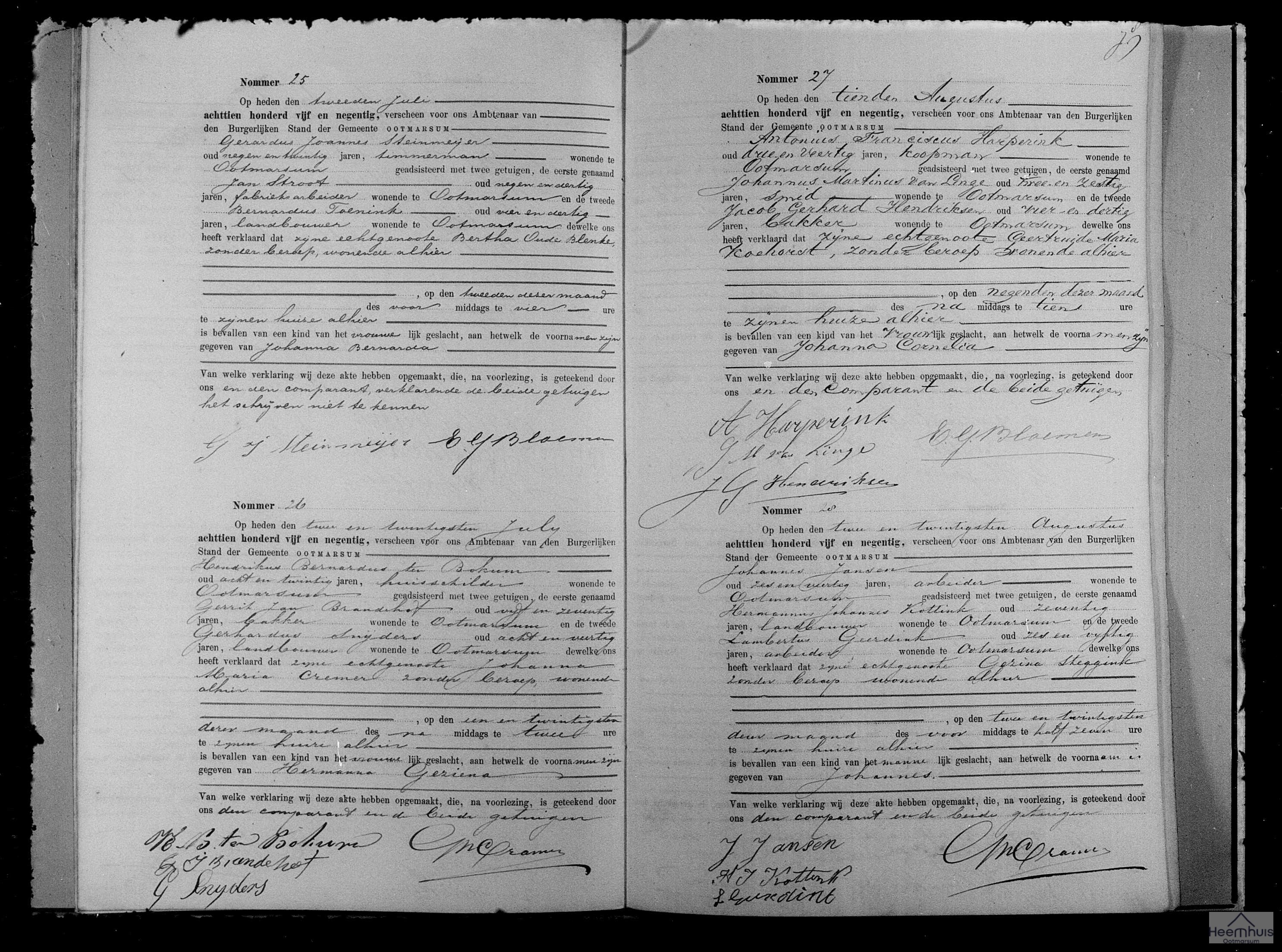 Geboorteakte van Johanna Bernarda Steinmeijer