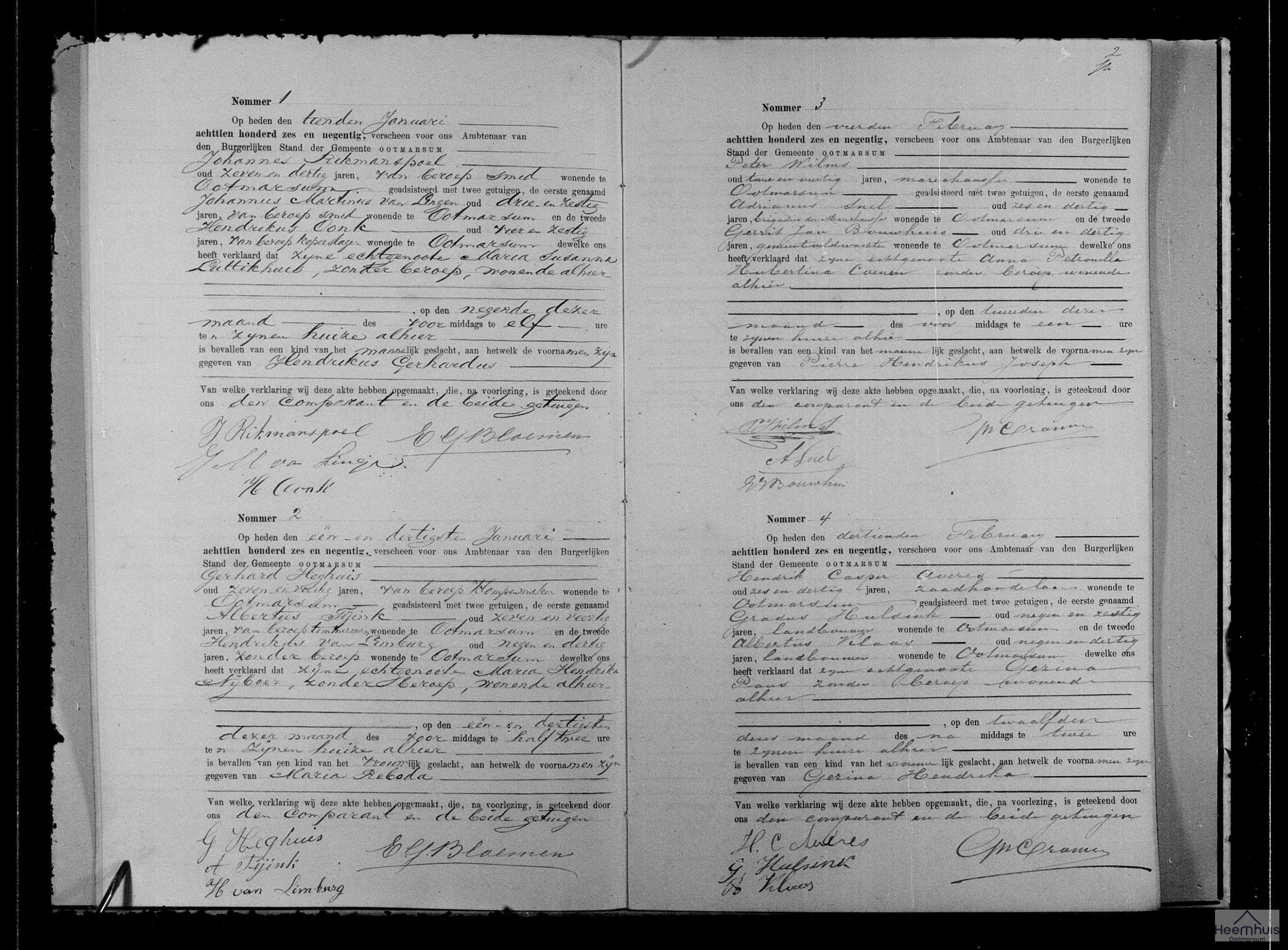 Geboorteakte van Hendrikus Gerhardus Rikmanspoel