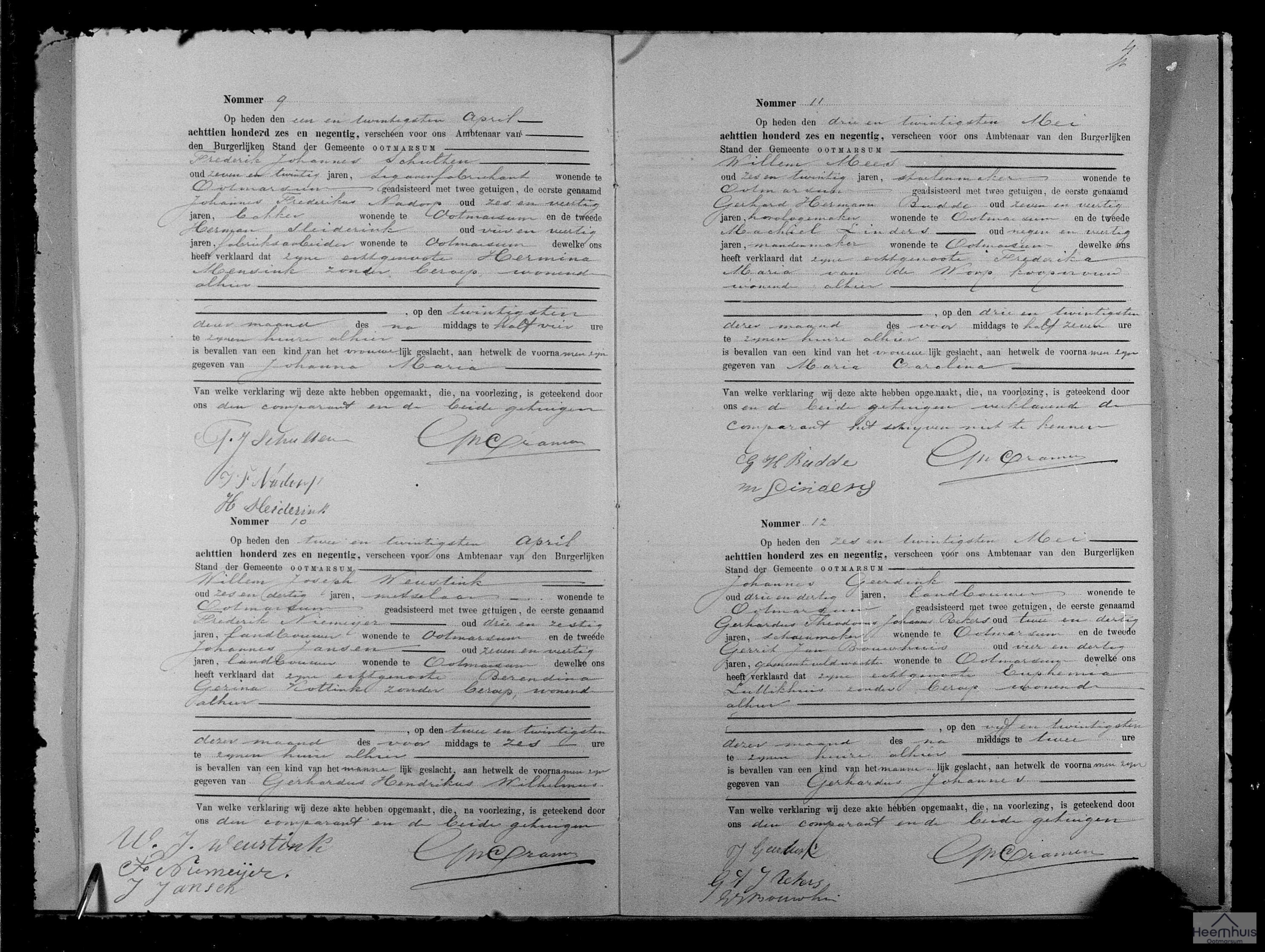 Geboorteakte van Gerhardus Hendrikus Wilhelmus Weustink