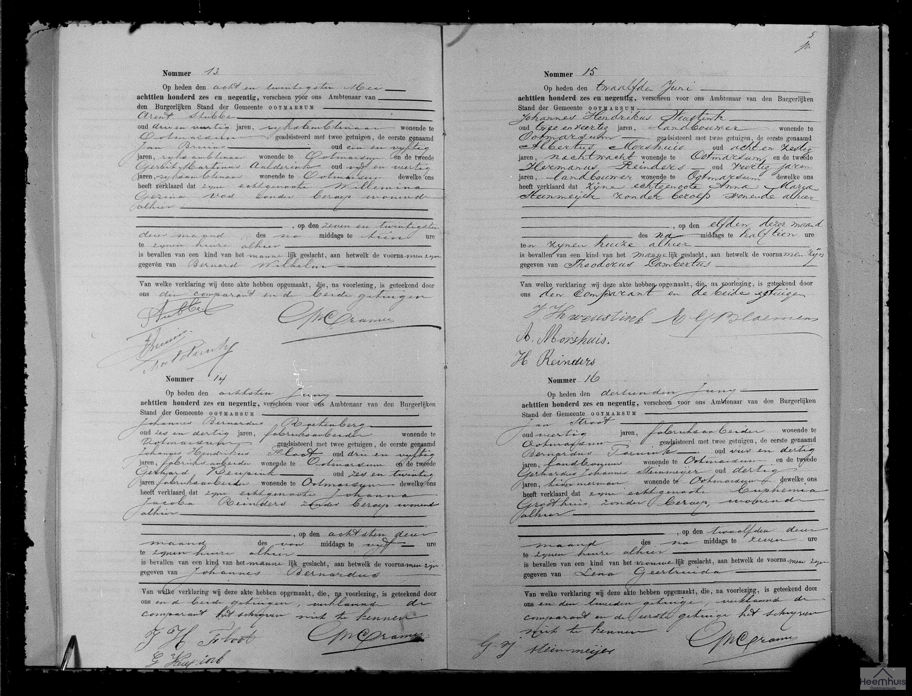 Geboorteakte van Johannes Bernardus Roetenberg