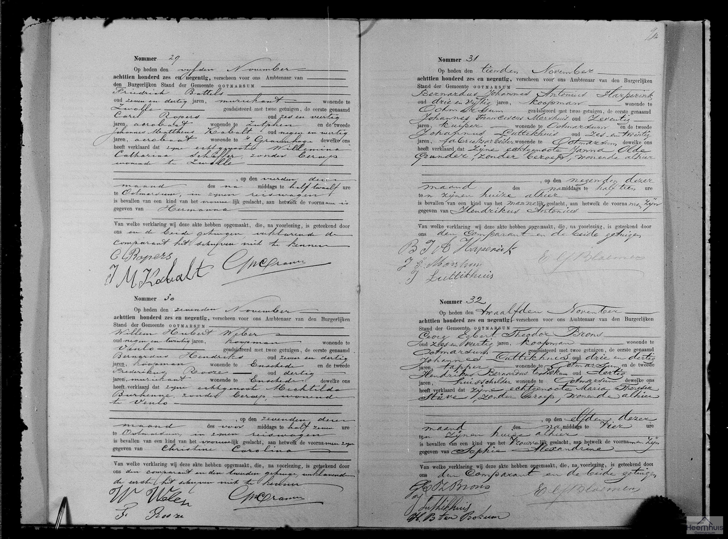 Geboorteakte van Sophia Alexandrina Brons