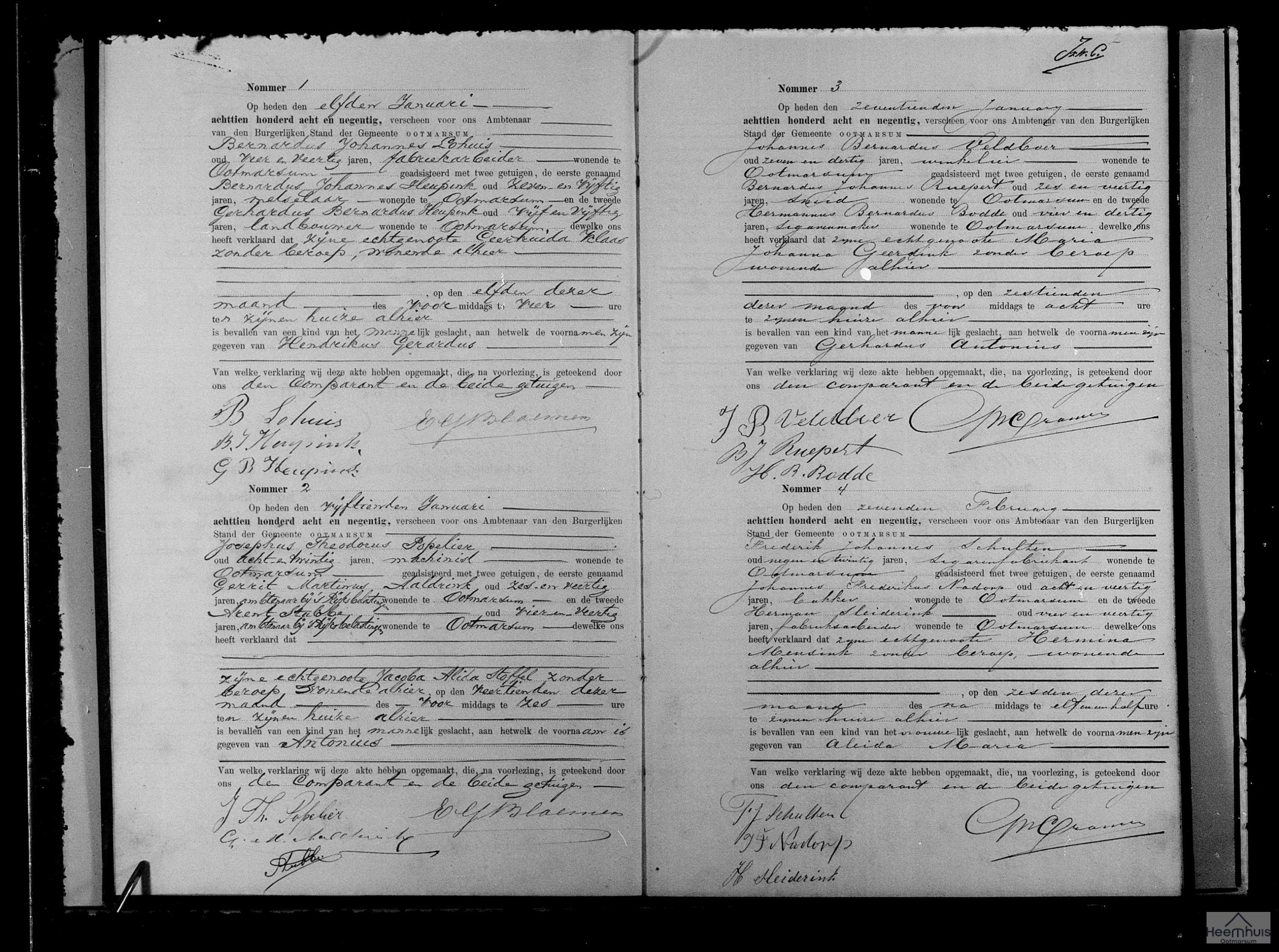 Geboorteakte van Gerhardus Antonius Veldboer