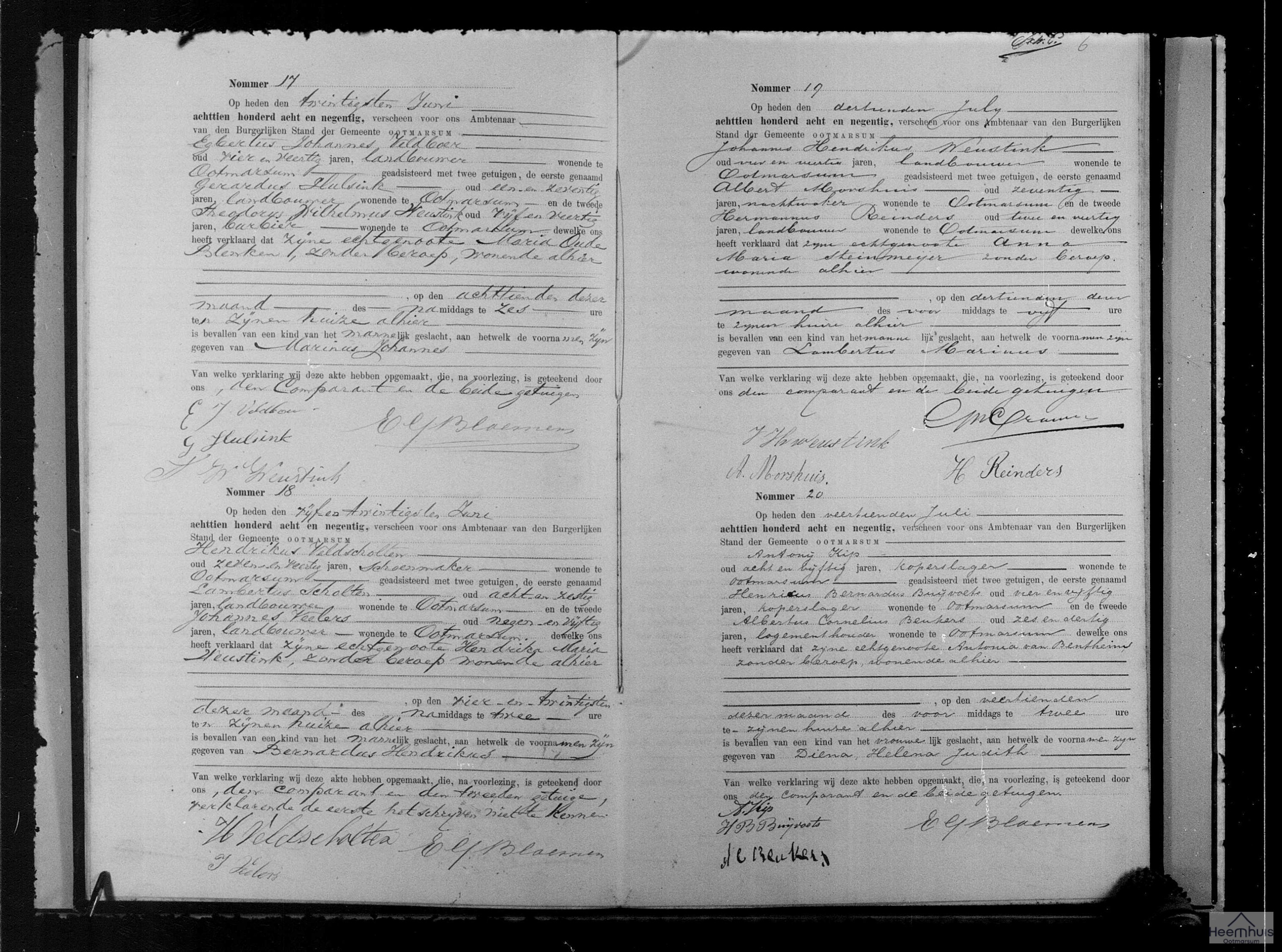 Geboorteakte van Lambertus Marinus Weustink