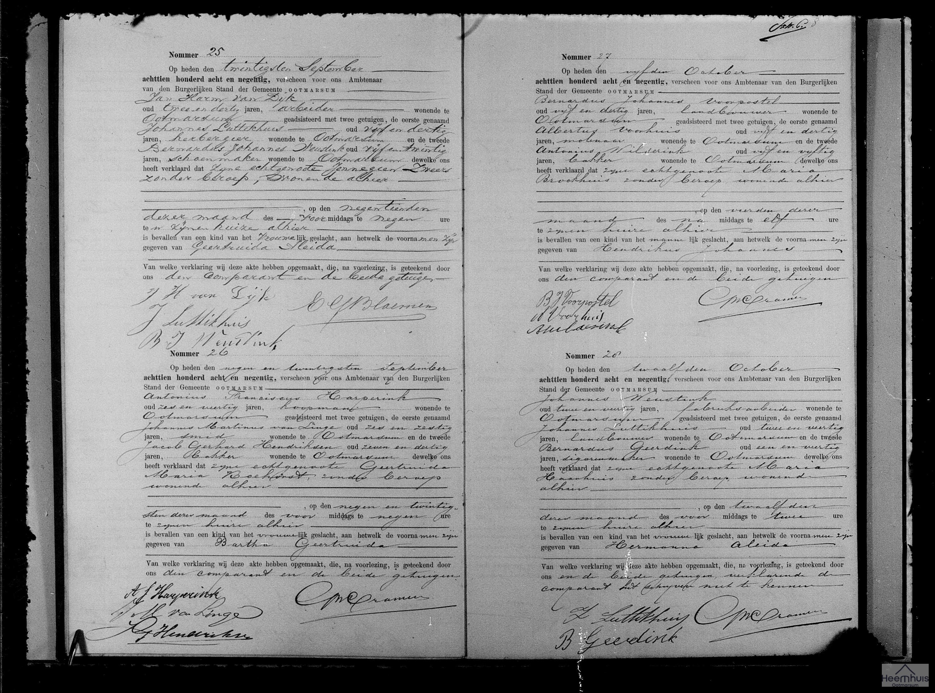 Geboorteakte van Hendrikus Johannes Voorpostel