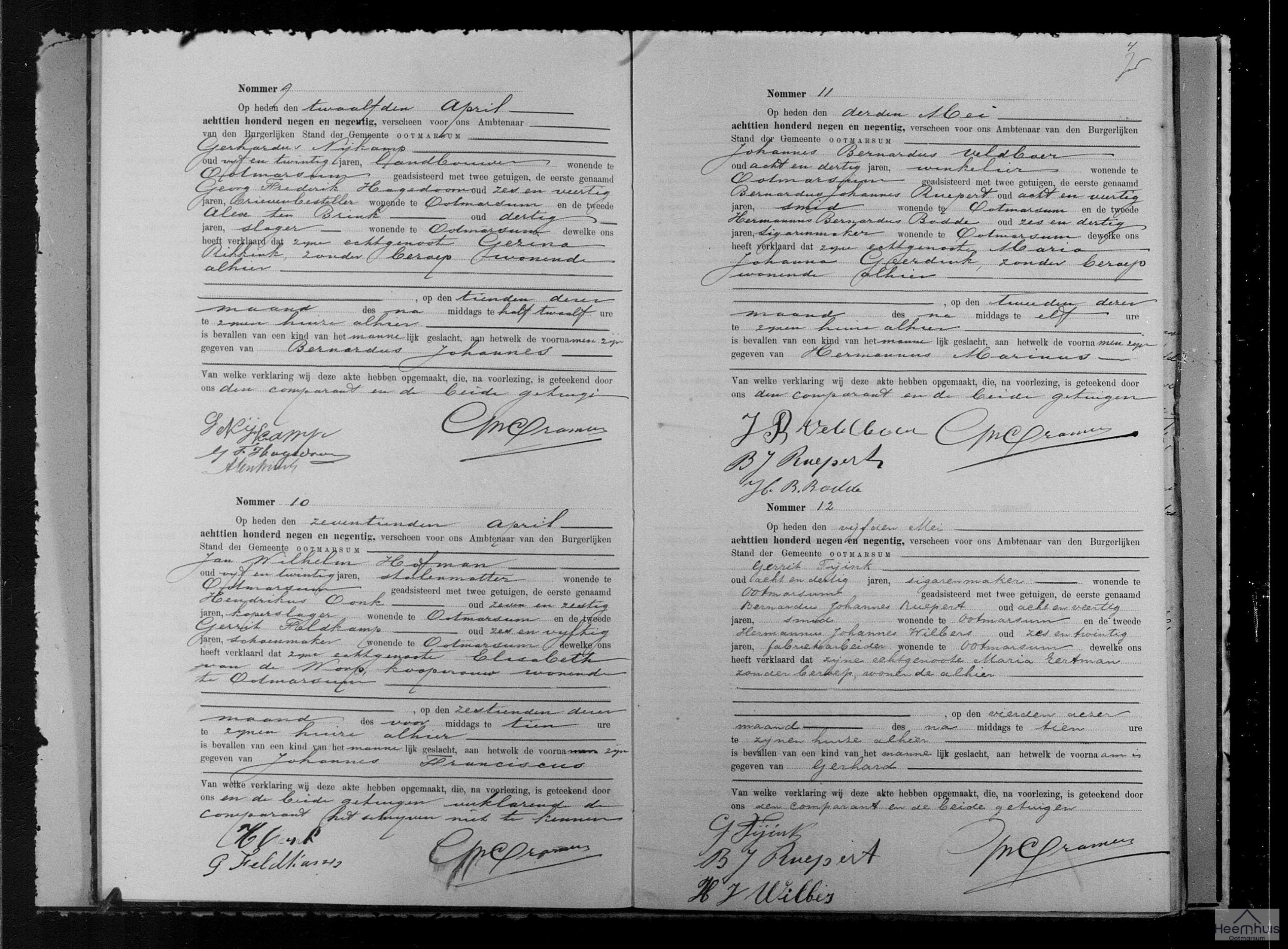 Geboorteakte van Gerhard Tijink