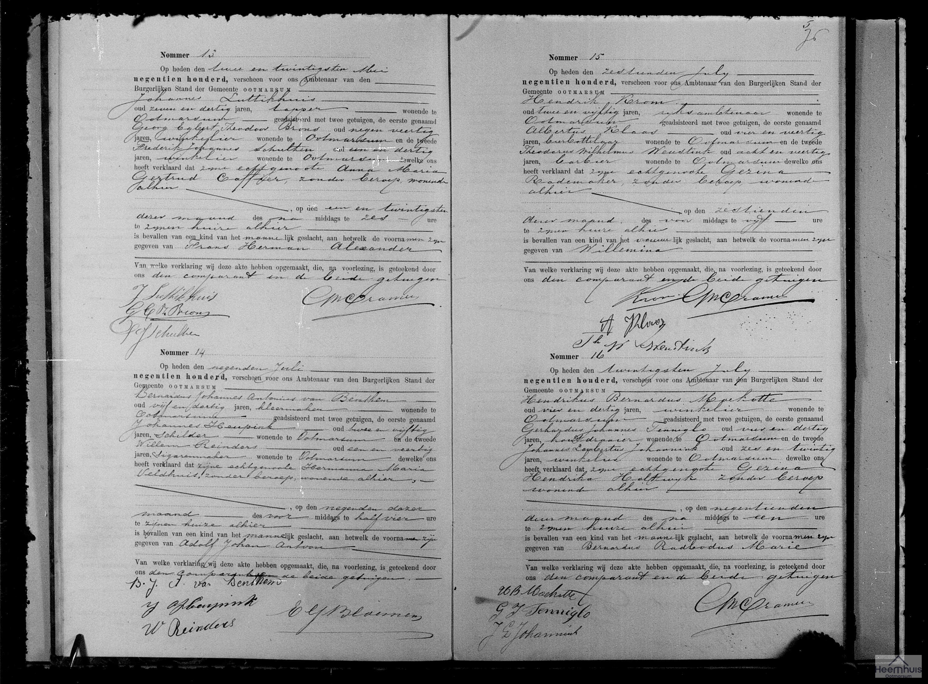 Geboorteakte van Bernardus Radbodus Marie Moekotte