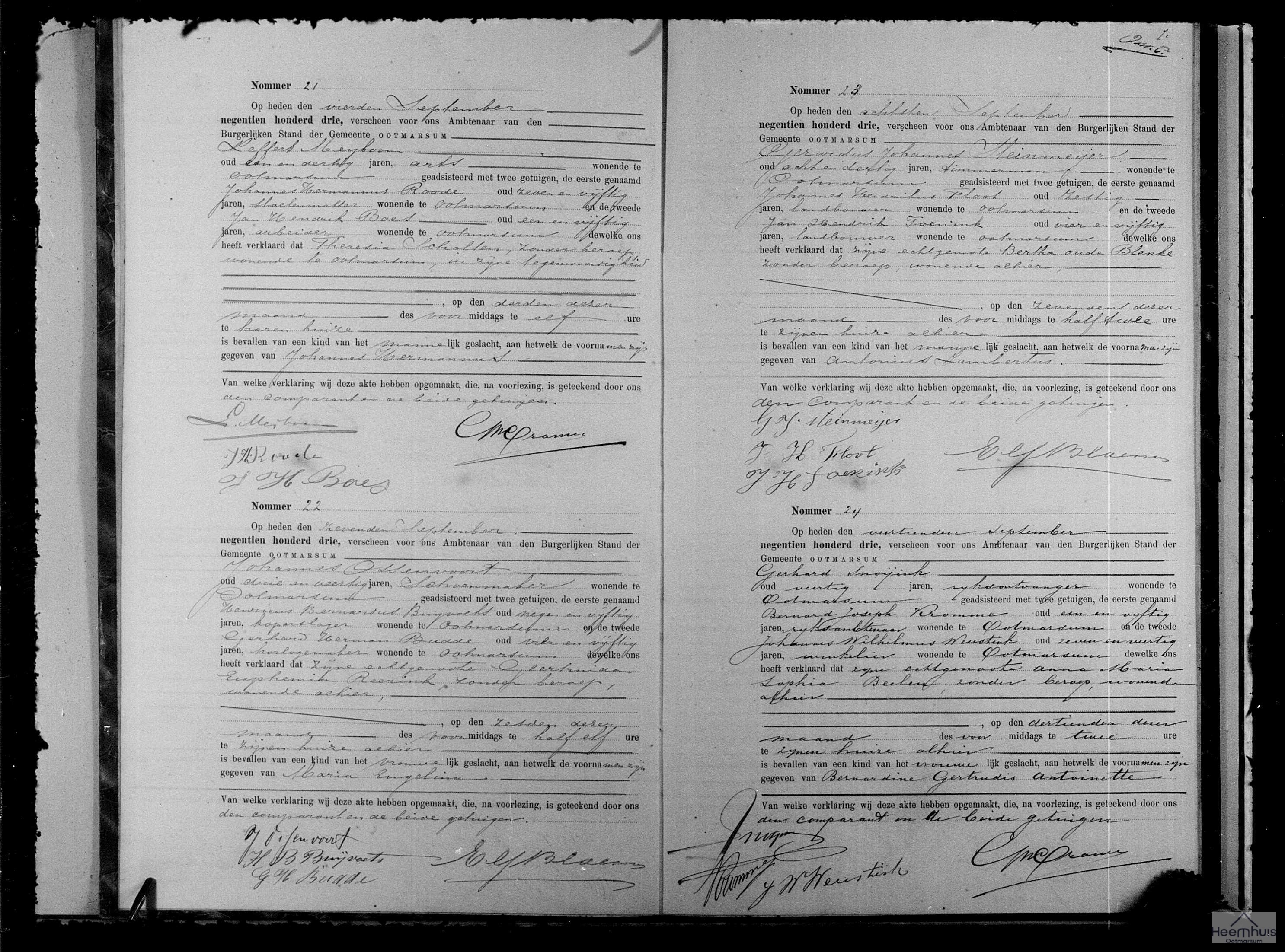 Geboorteakte van Antonius Lambertus Steinmeijer