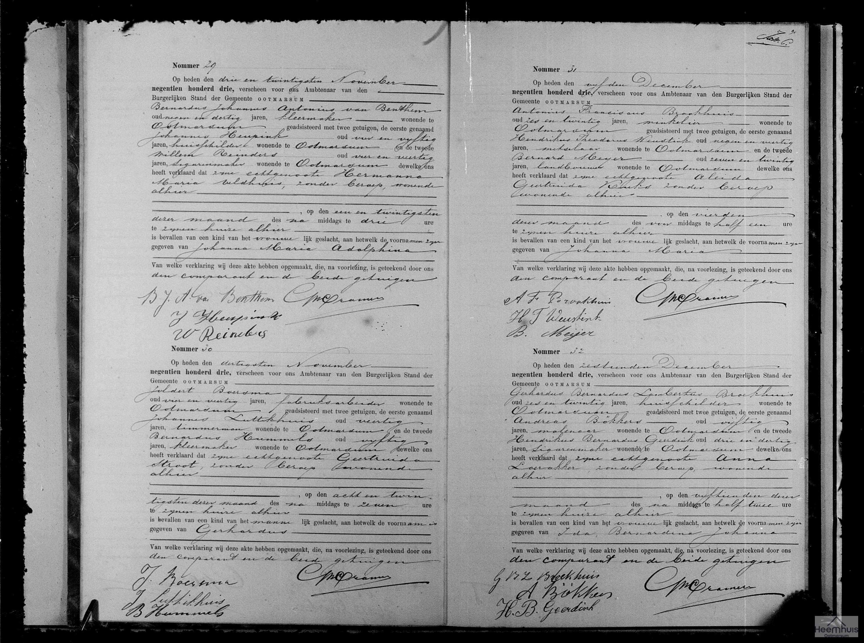 Geboorteakte van Johanna Maria Adophina van Benthem Geboorteakte van Johanna Maria Adophina van Benthem