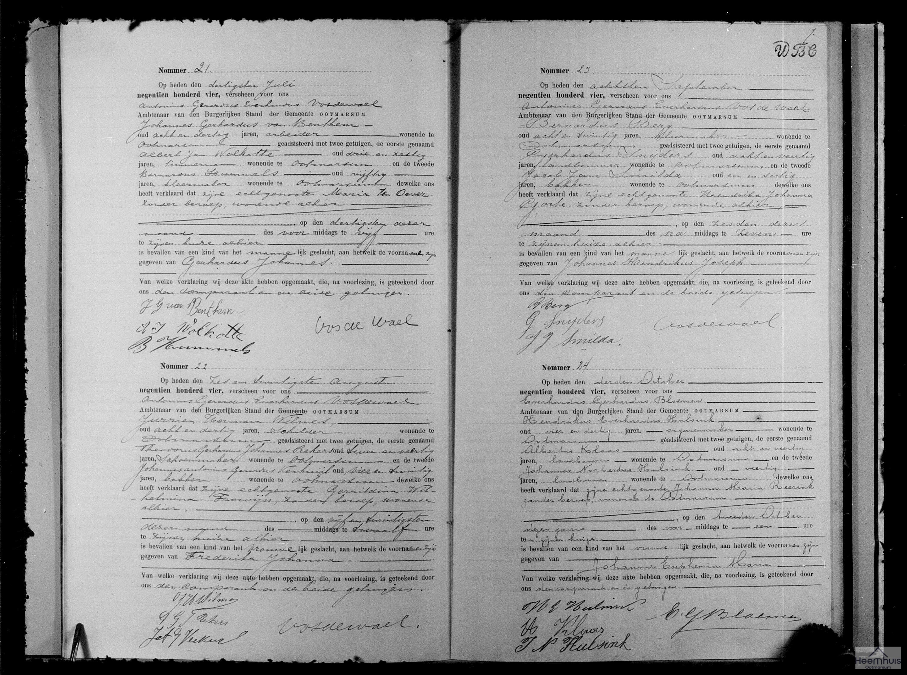Geboorteakte van Johannes Hendrikus Joseph Berg