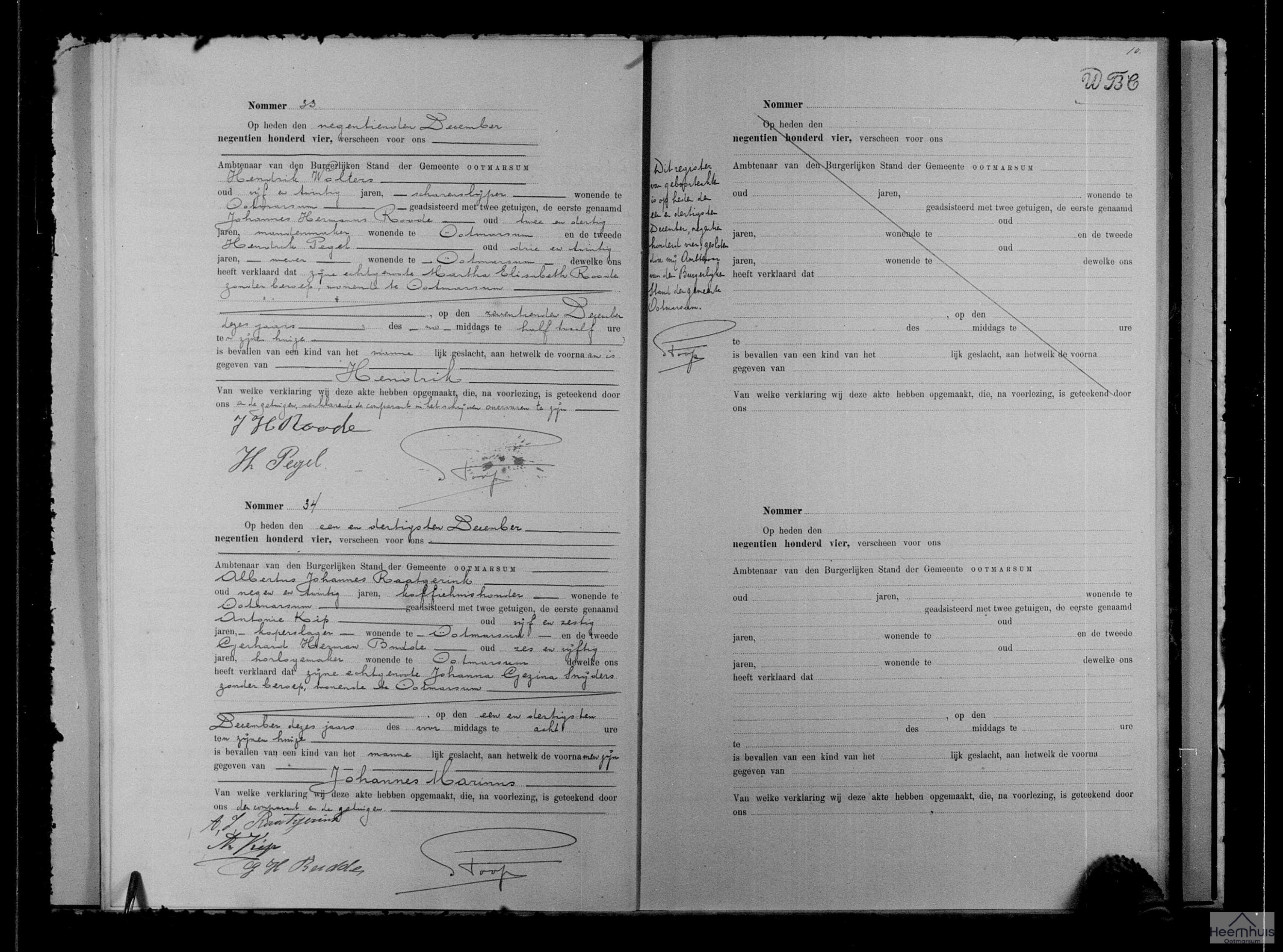 Geboorteakte van Hendrik Wolters