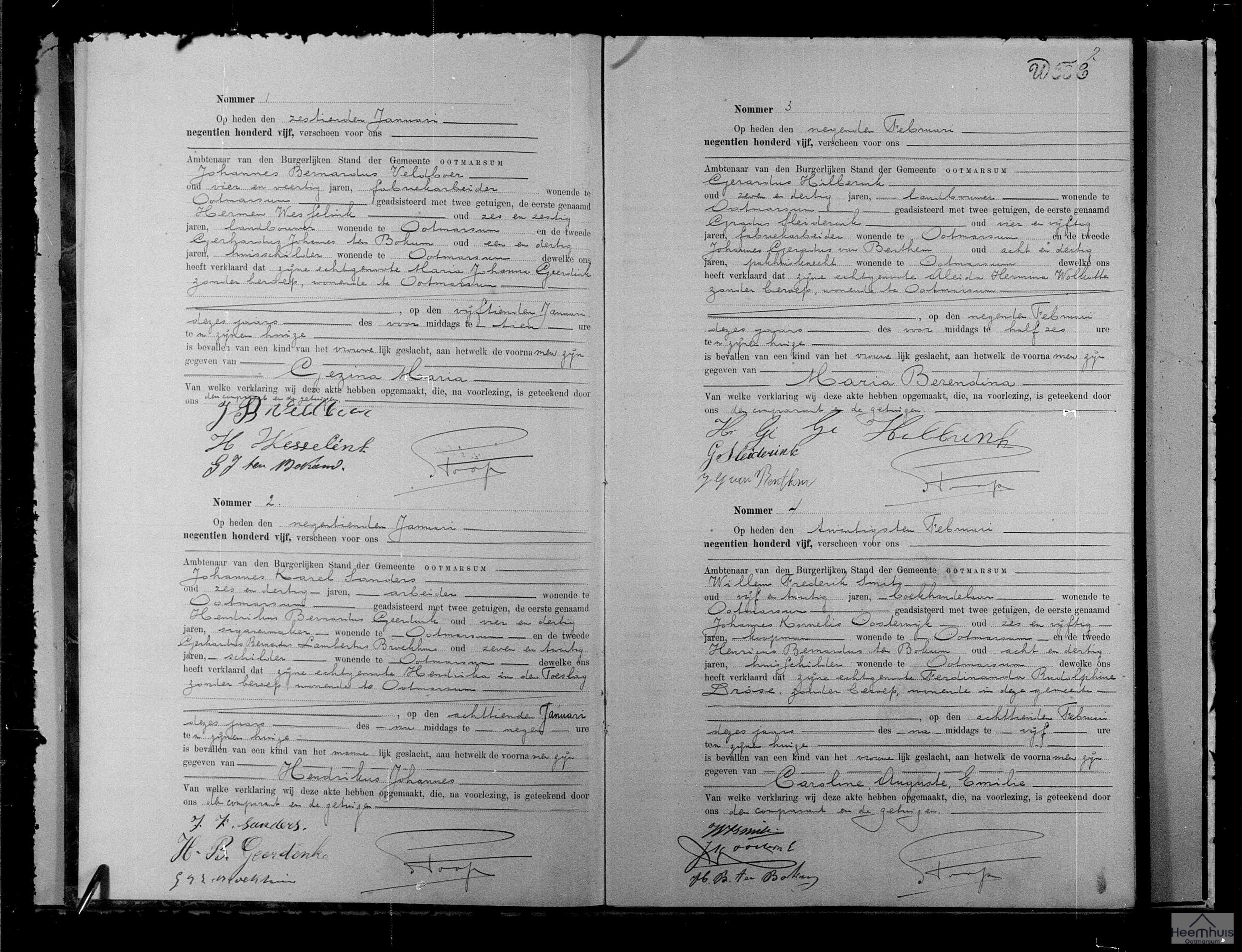 Geboorteakte van Gezina Maria Veldboer Geboorteakte van Gezina Maria Veldboer