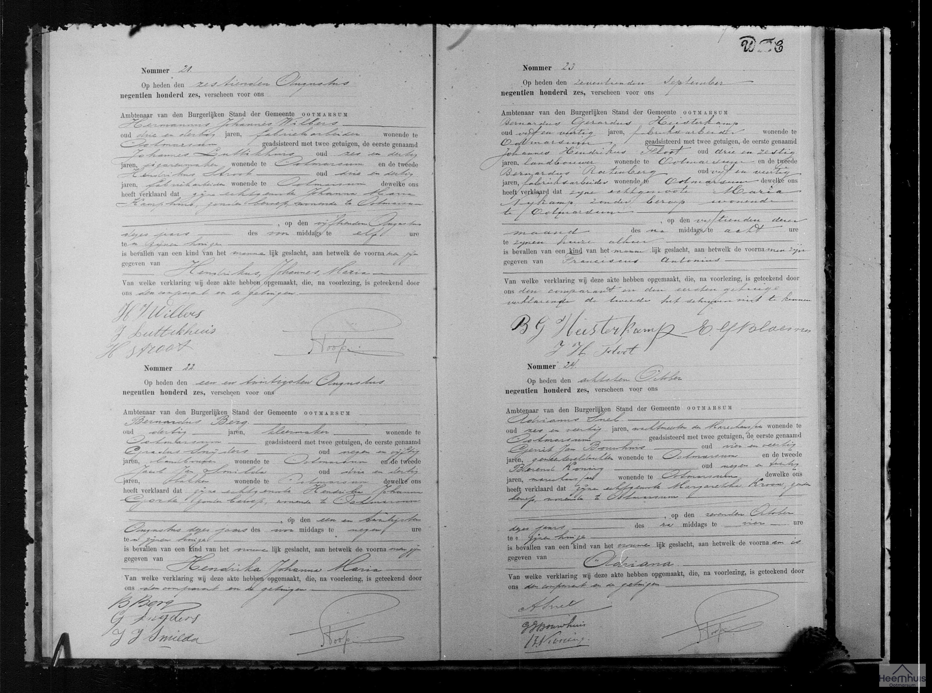 Geboorteakte van Hendrikus Johannes Maria Wilbers